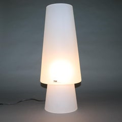 Mid-Century Modern Italian Table Lamp Hand Blown Murano Glass White Satin Finish