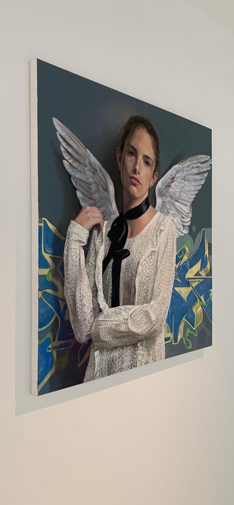 Fly away - Photorealistic portrait painting by Mauro Maugliani For Sale 1