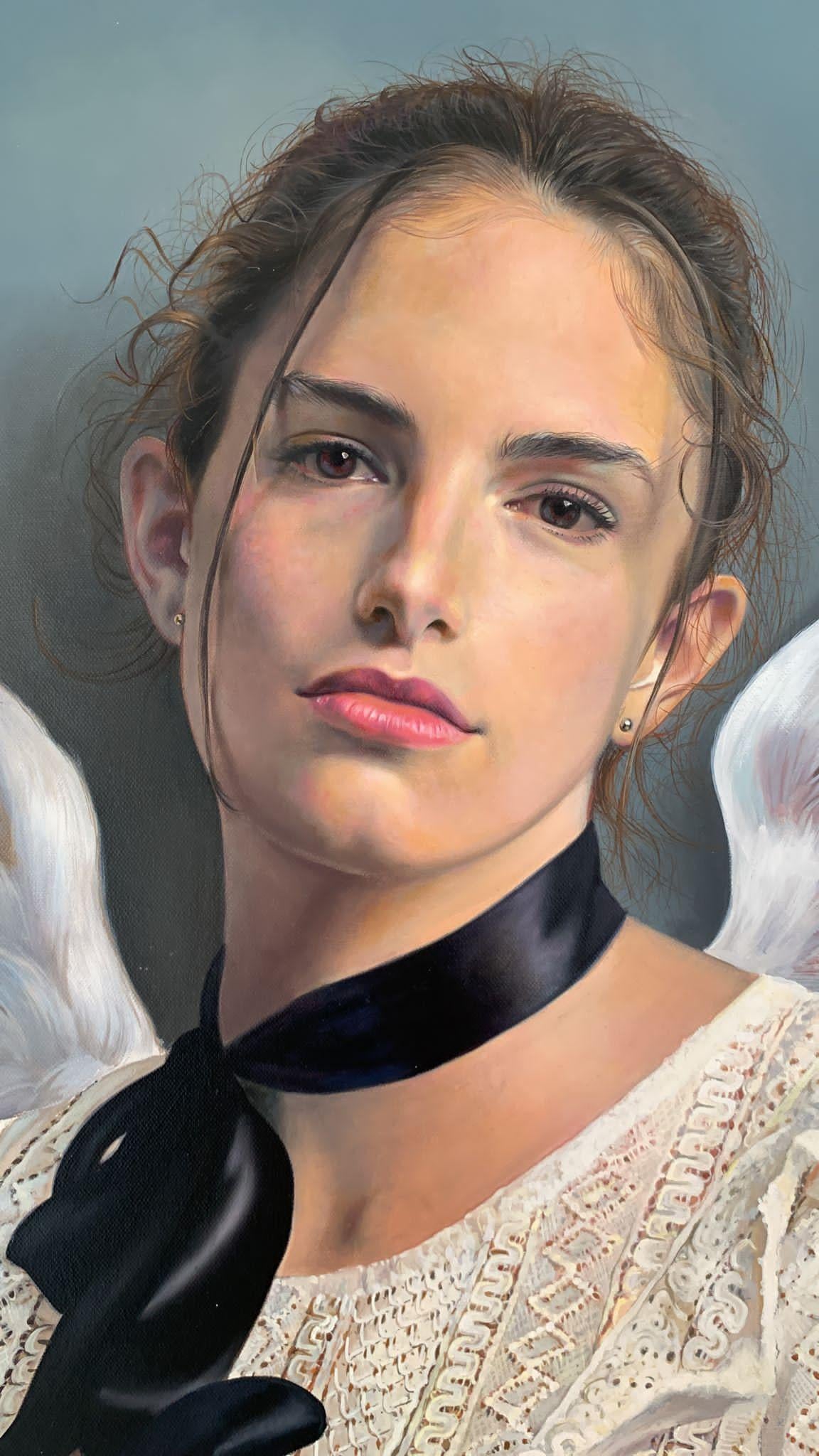 Fly away - Photorealistic portrait painting by Mauro Maugliani For Sale 2