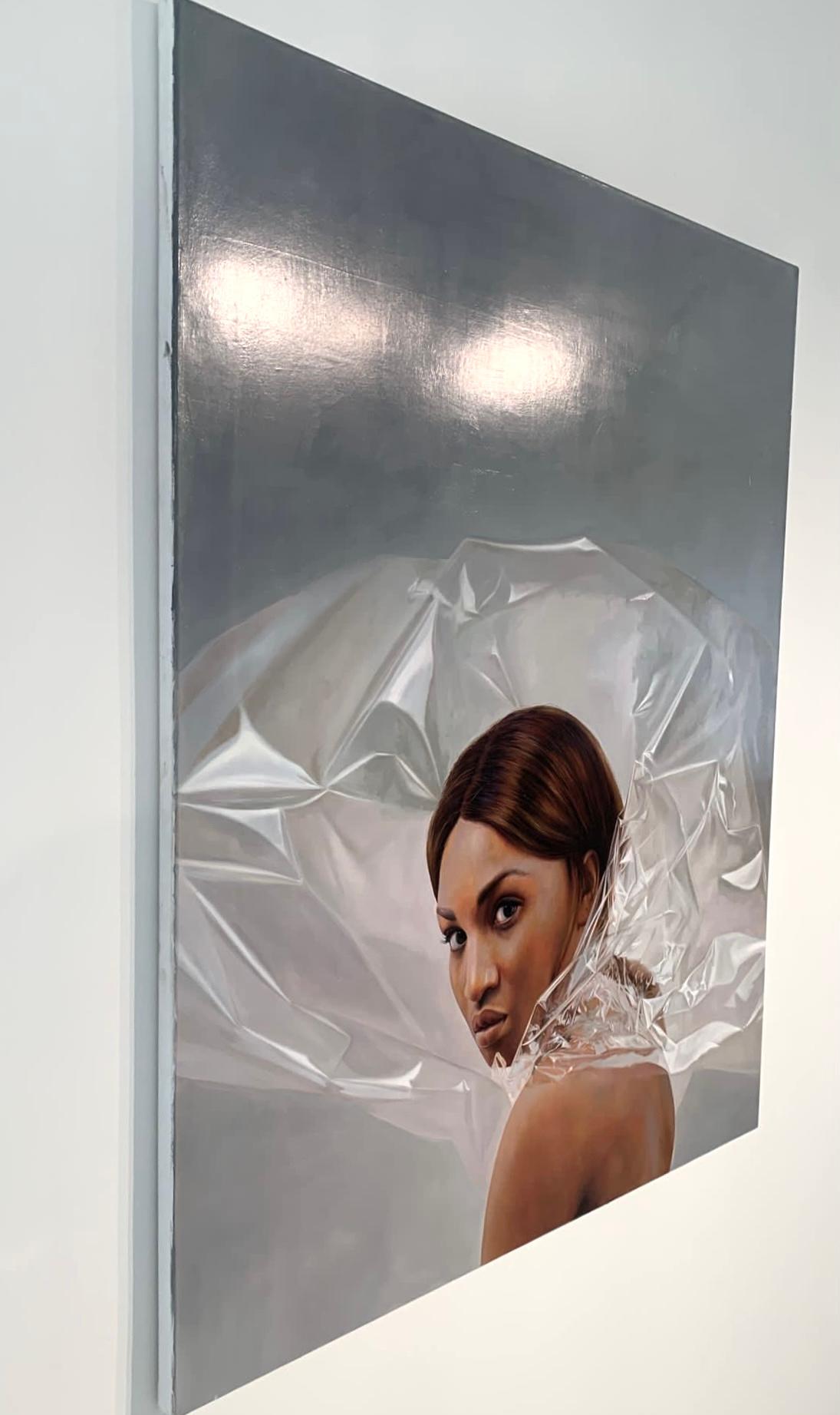 Slide Away - Photorealistic portrait painting by Mauro Maugliani For Sale 1