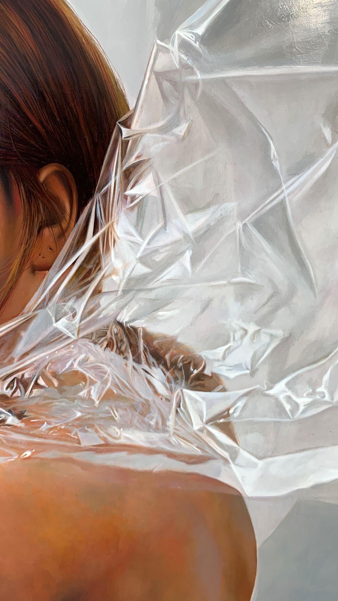Slide Away - Photorealistic portrait painting by Mauro Maugliani For Sale 2
