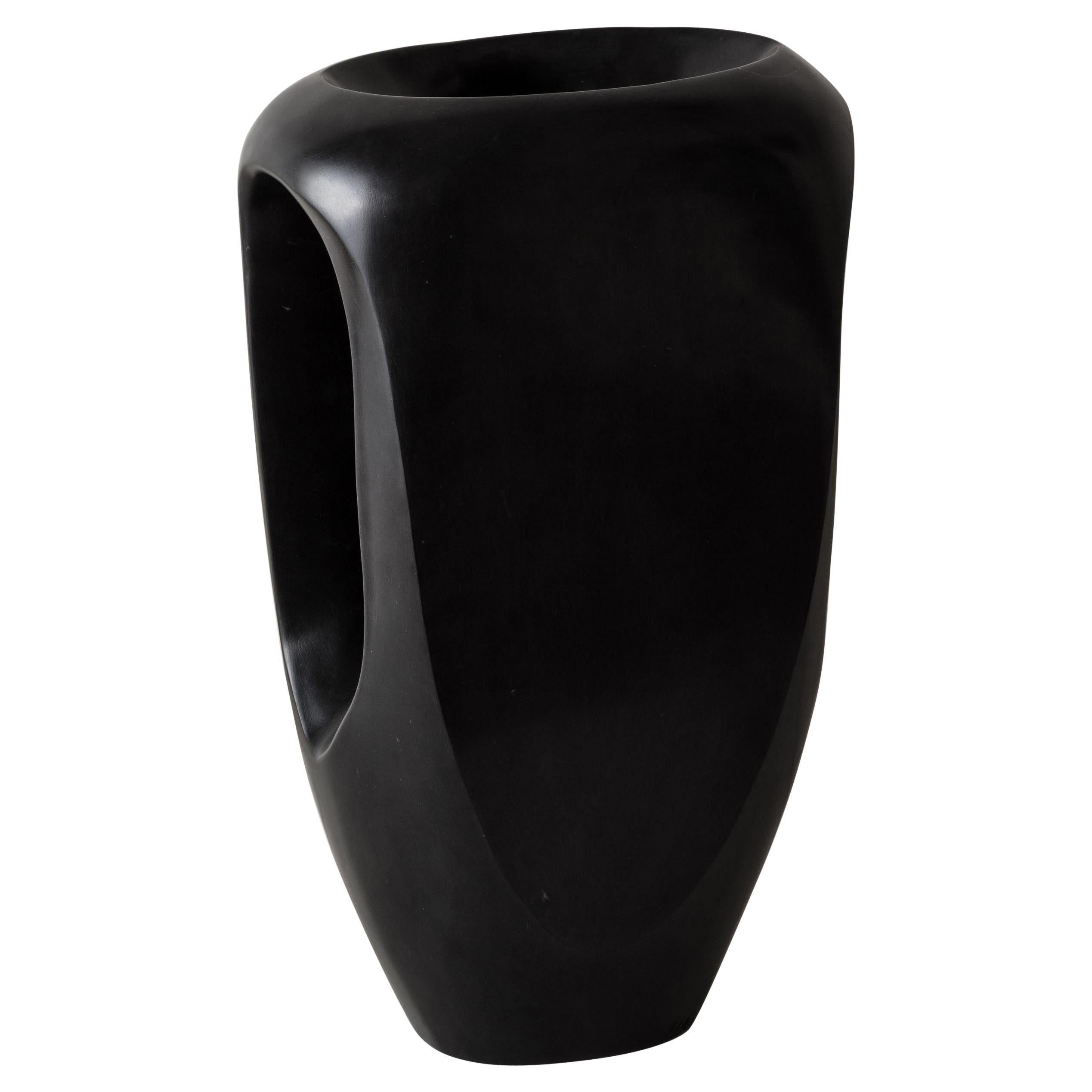 Mauro Mori Scudo Black Belgium Marble Vase (Ed. 8) For Sale