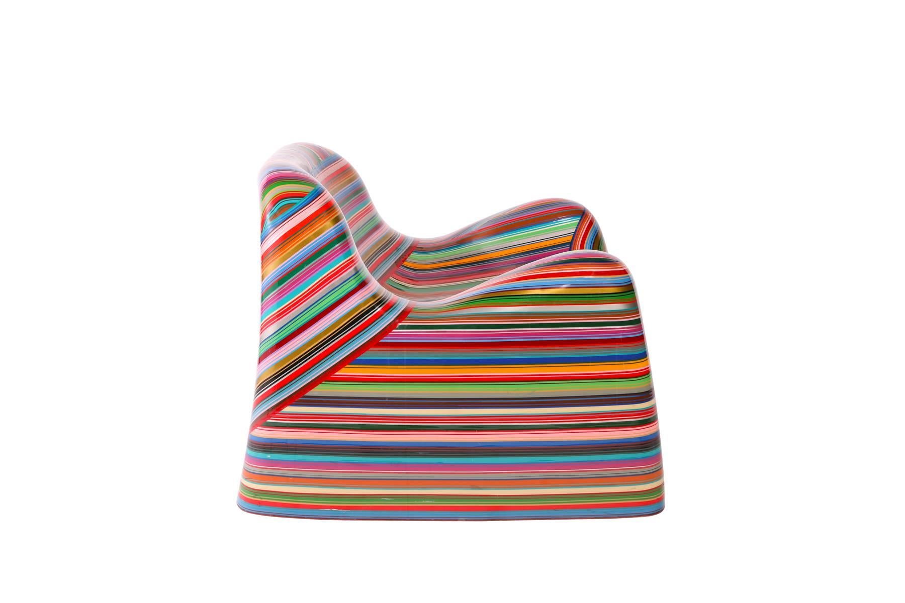 Resin Mauro Oliveira 'Hard Candy' Pin Striped Lounge Chair