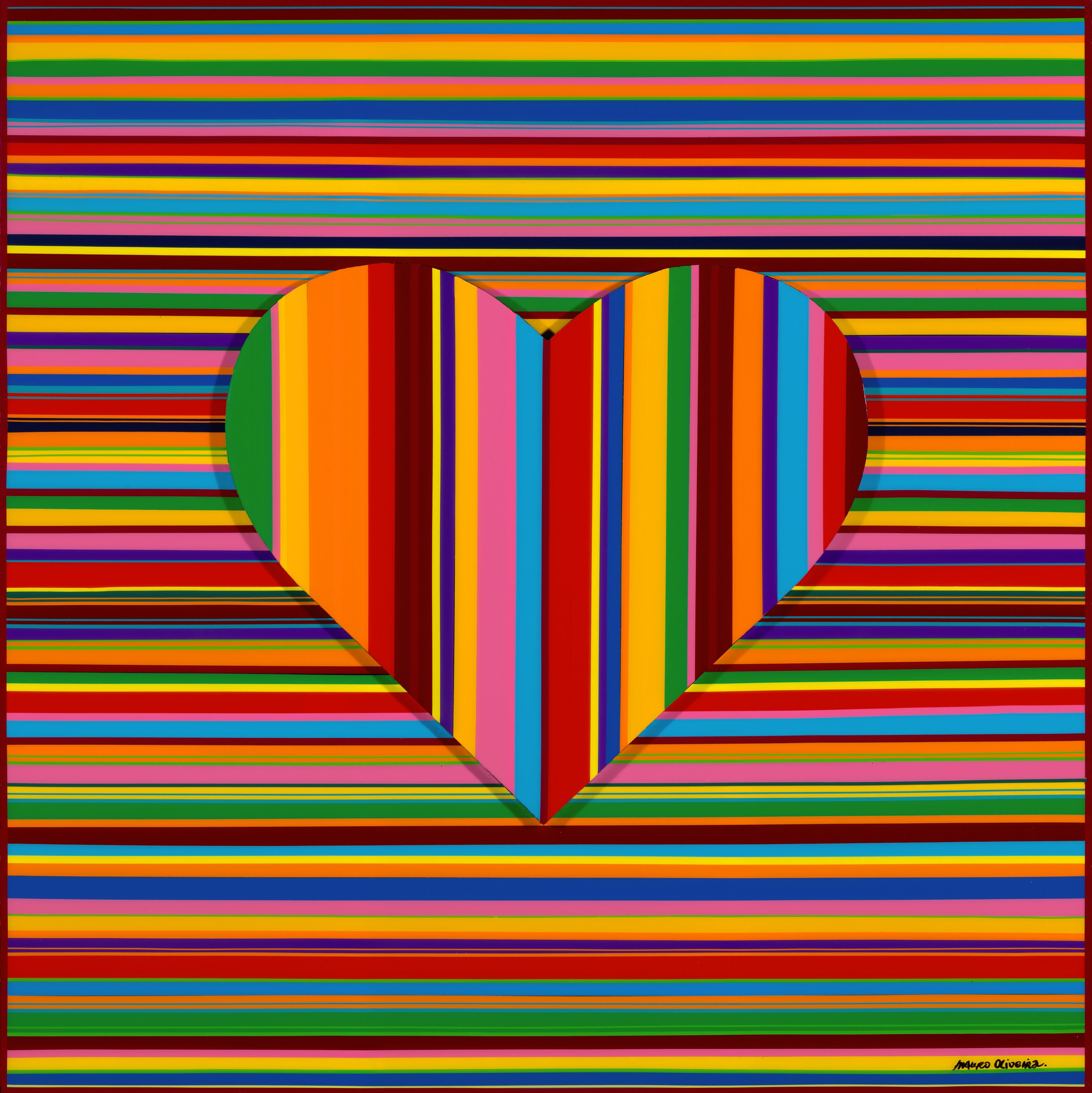 Colorful Rainbow Love I (Original Artwork On Wood Panel) - Mixed Media Art by Mauro Oliveira