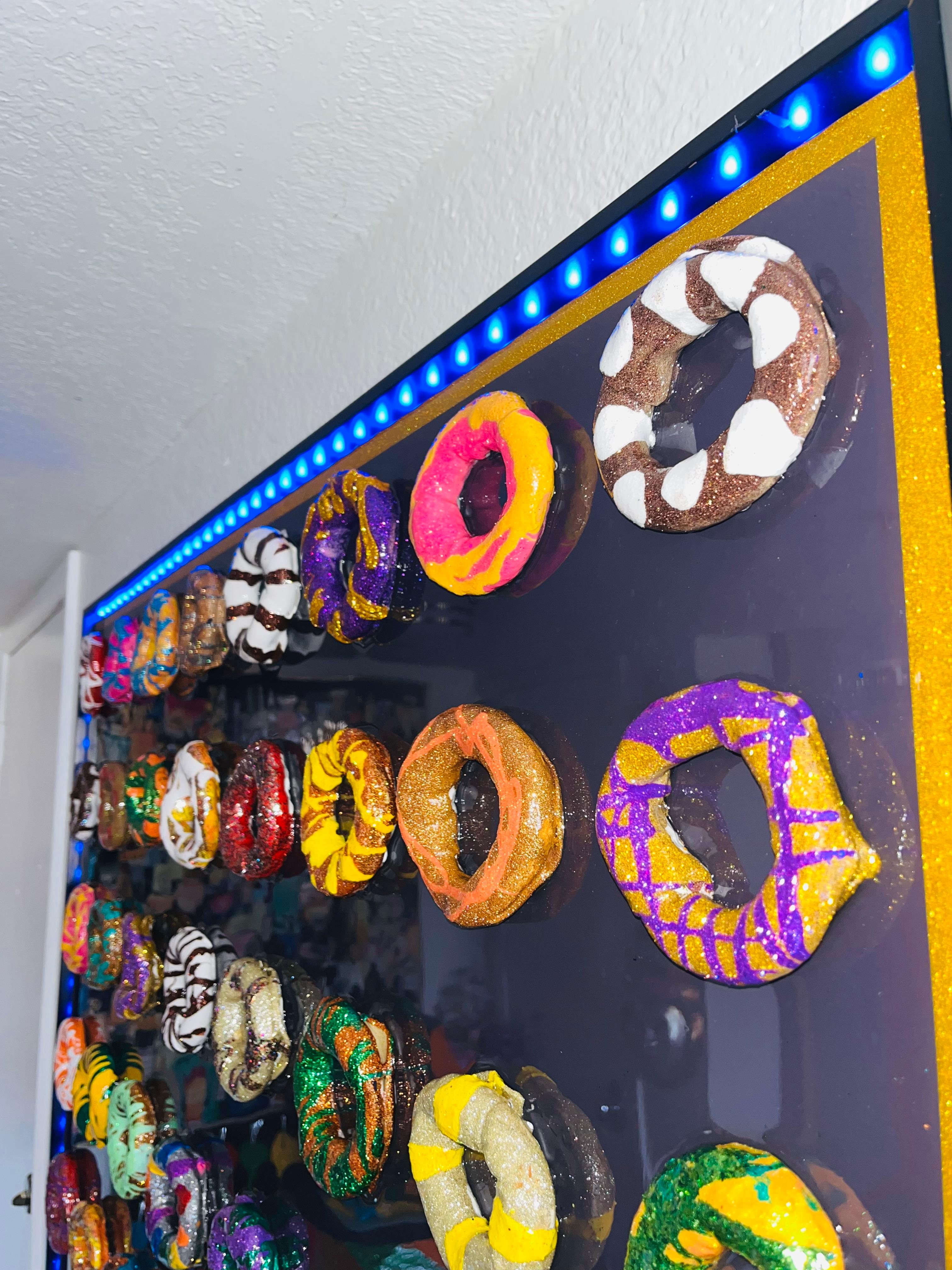 DONUT FESTIVAL IN MARS (Original And One Of A Kind Mixed Media Framed Artwork) 1