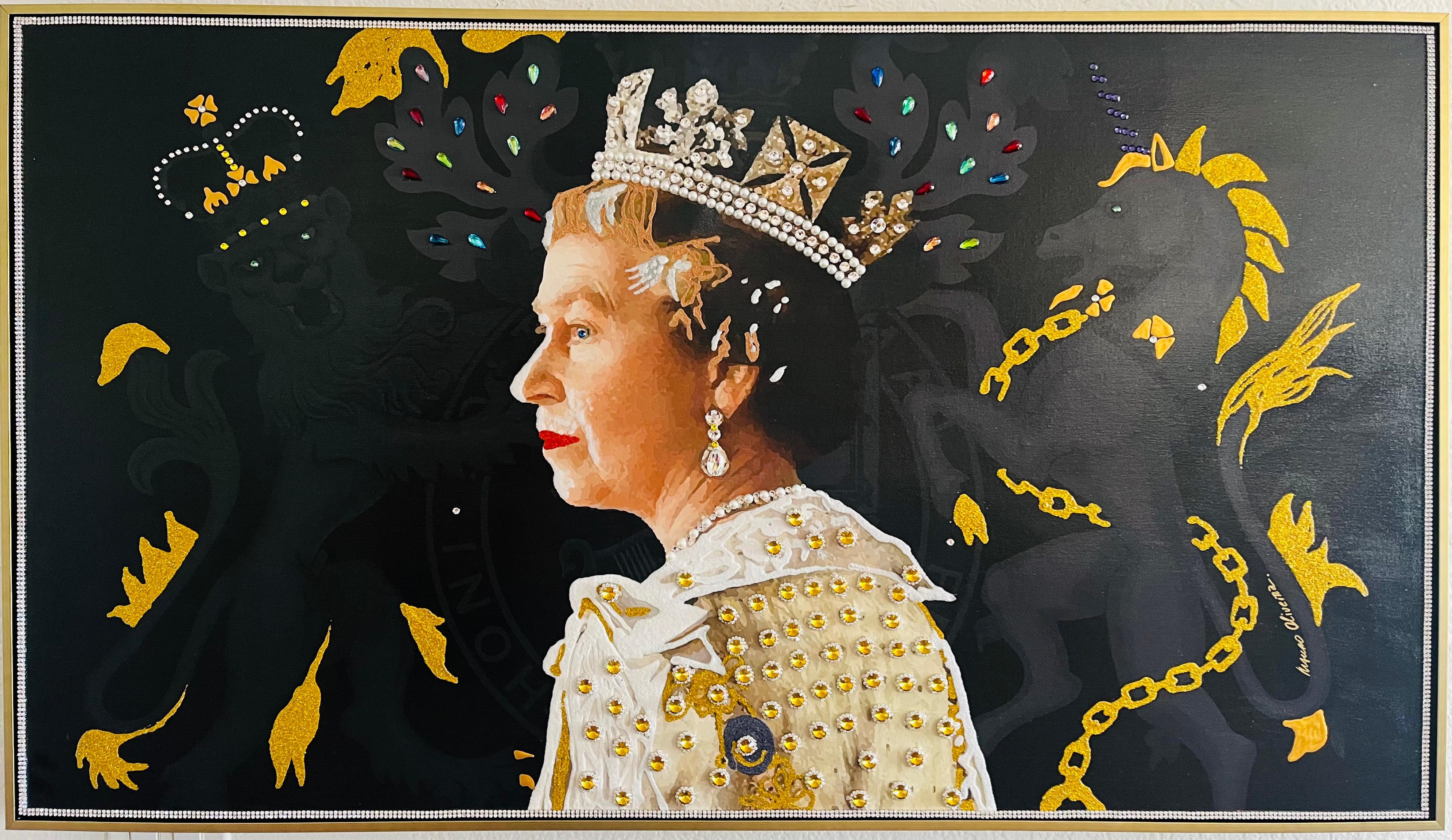 HER MAJESTIC QUEEN ELIZABETH II - Mixed Media Art by Mauro Oliveira