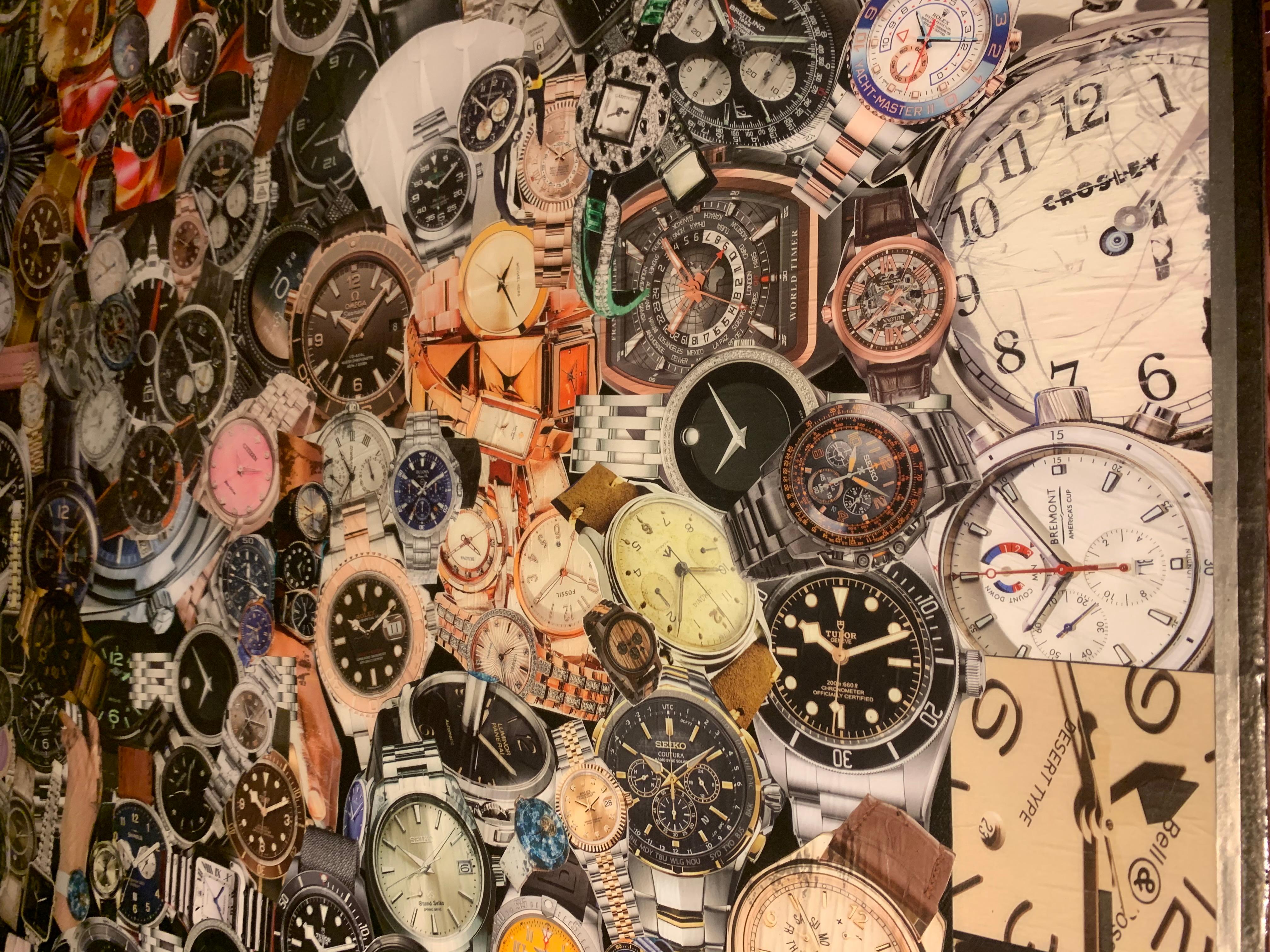Collage : « It's Art Time » (Œuvre d'art originale en résine sur toile) en vente 9