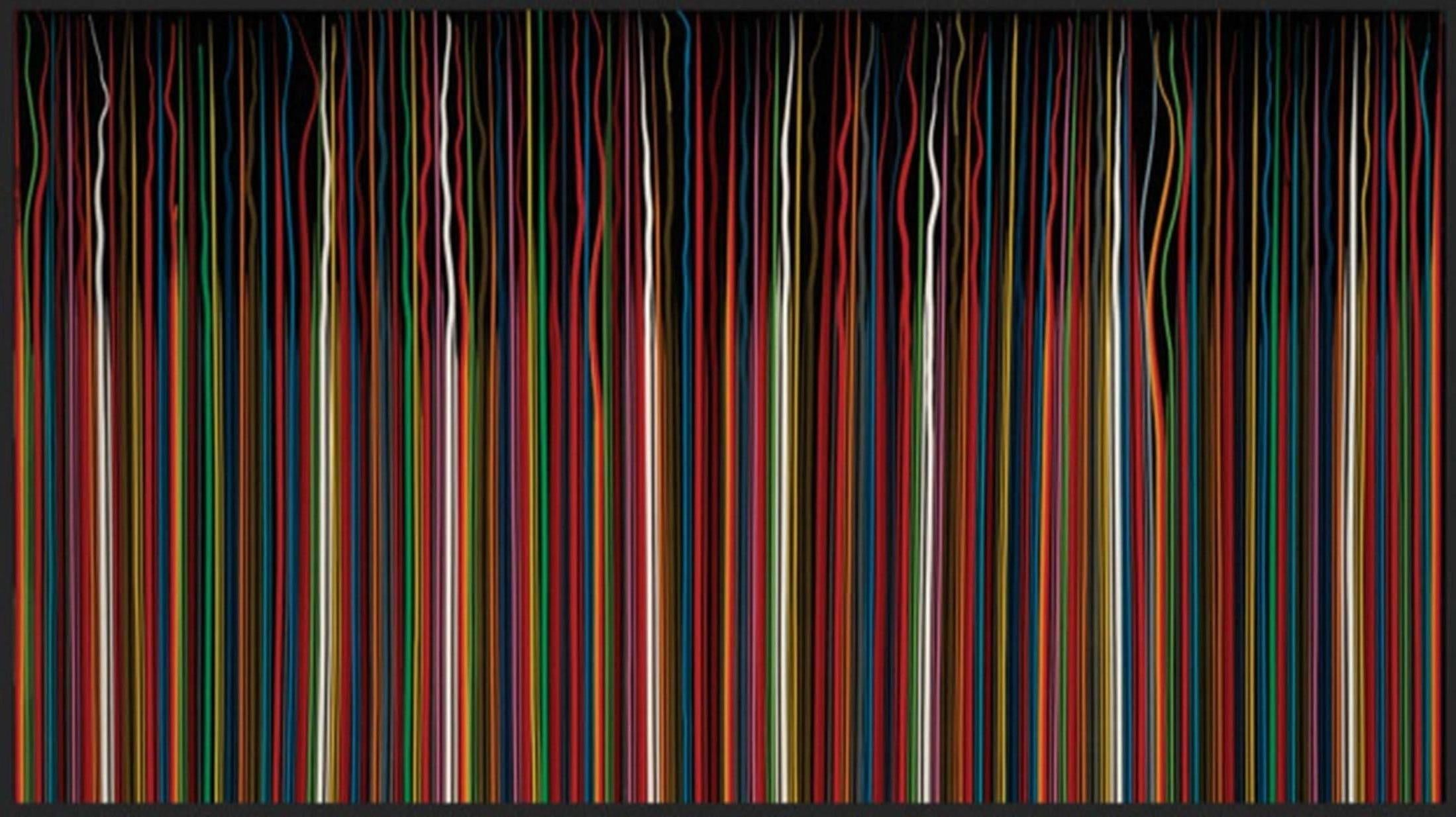 Colorful NY Rainbow Rain (Original Framed Mixed Media Artwork) 1