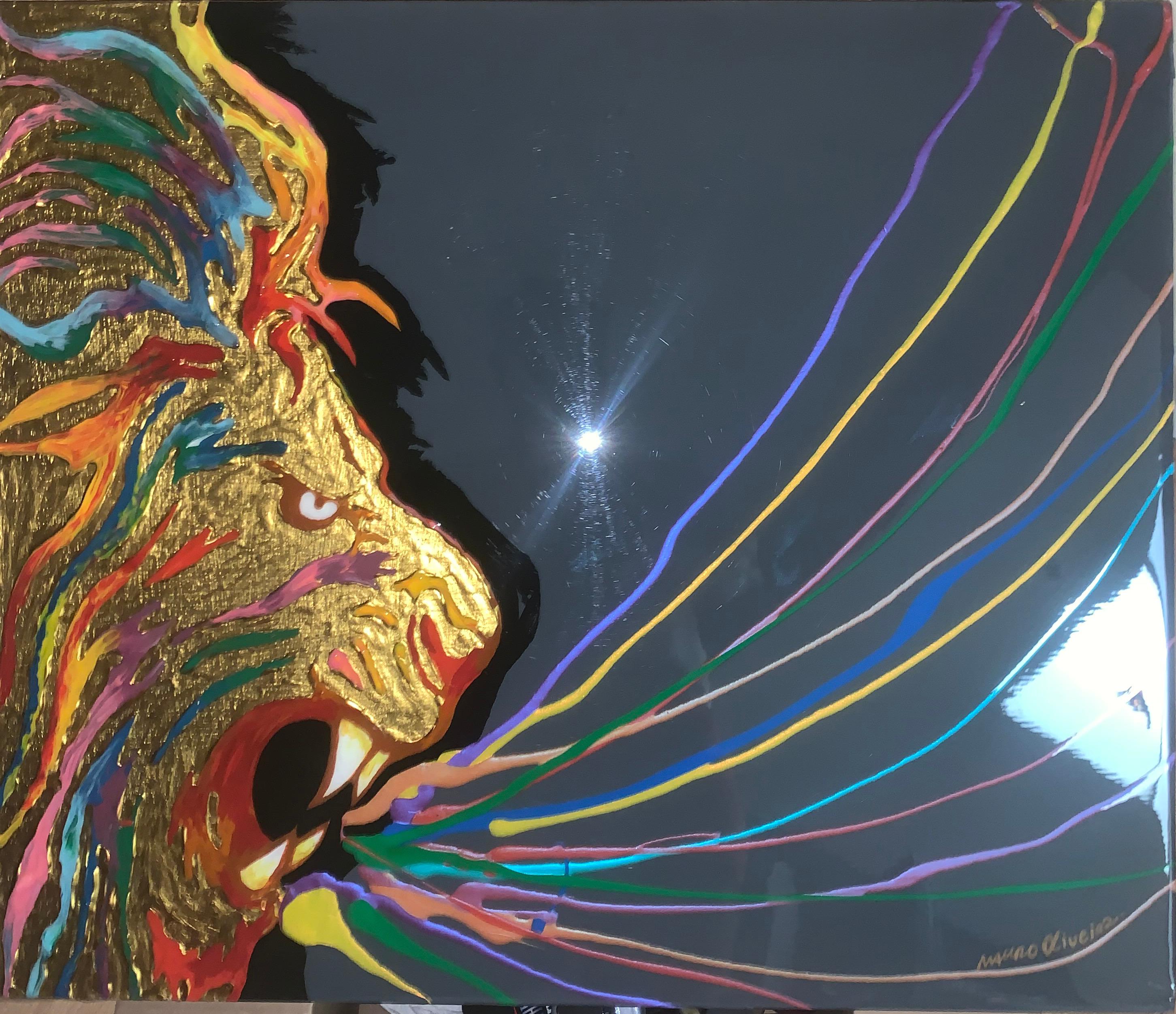 rainbow lion art