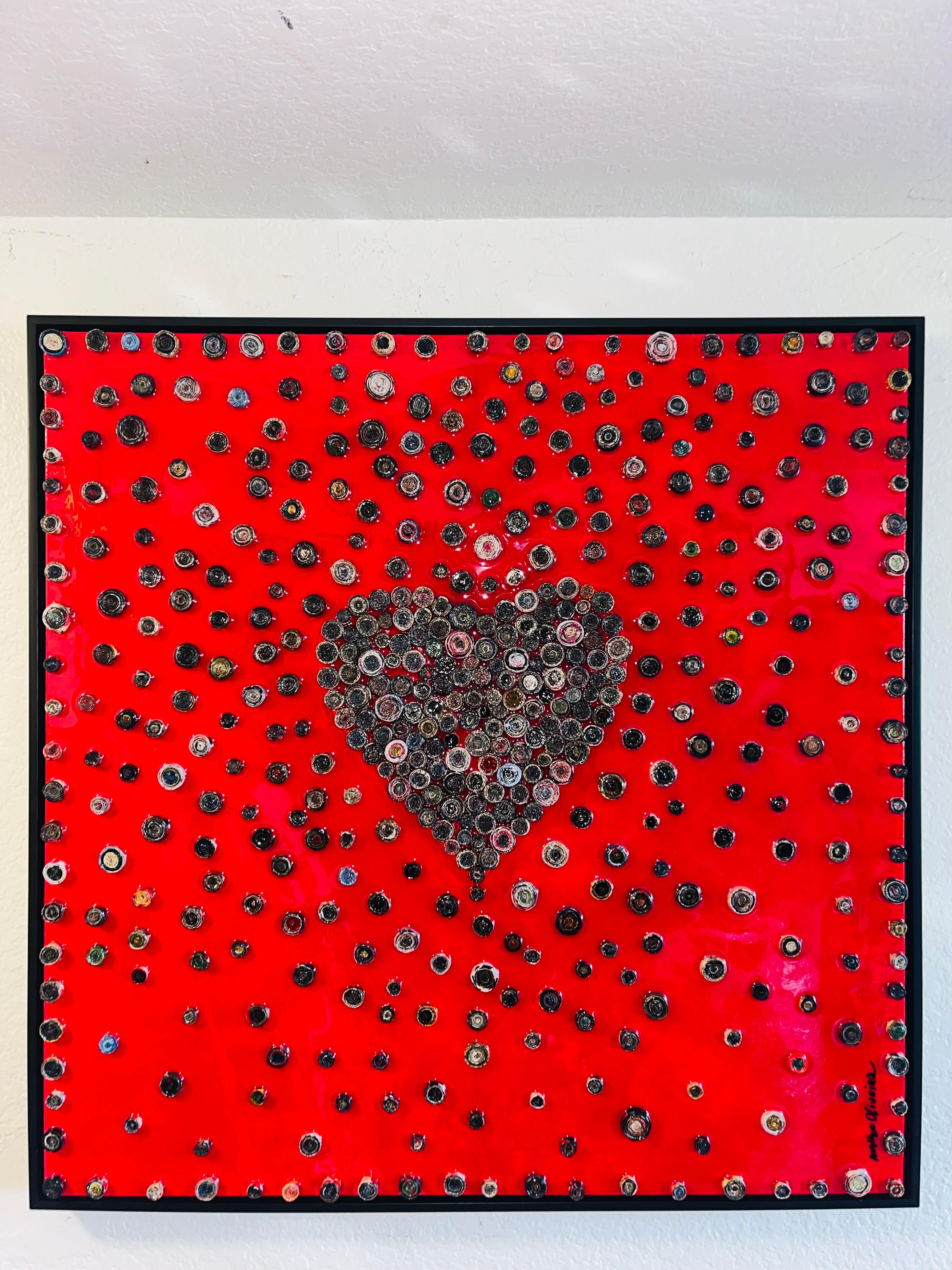 **ANNUAL SUPER SALE UNTIL JAN 31ST. ONLY**
**THIS PRICE WON'T BE REPEATED AGAIN THIS YEAR - TAKE ADVANTAGE OF IT**

SOLID LOVE is one of a kind mixed media framed artwork made with magazines pages rolled one by one. (weeks of work).

The heart shape