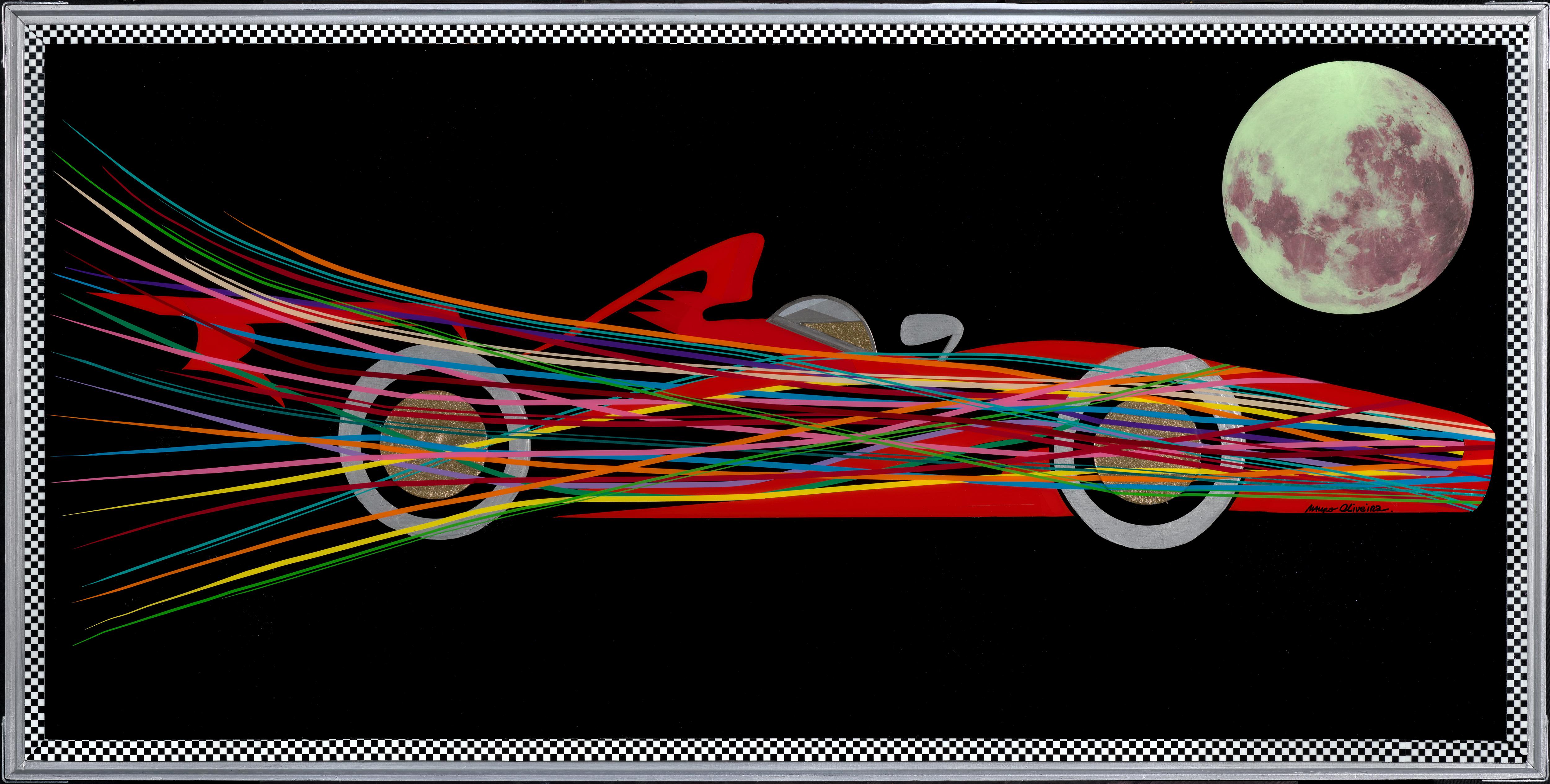Formula 1000 colorata e supersonica (opera d'arte originale in tecnica mista)