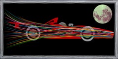 Vintage Colorful and Supersonic Formula 1000 (Original Mixed Media Artwork)