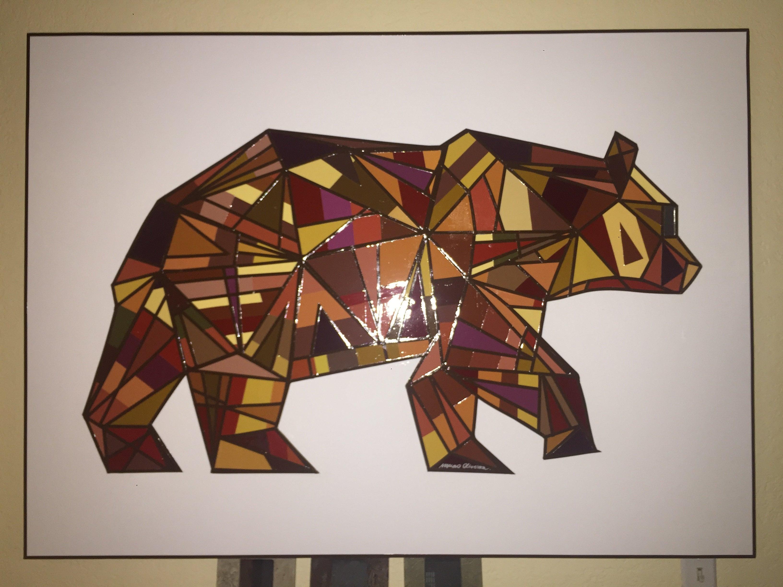 **HOLIDAY SEASON SALE UNTIL CHRISTMAS** Take Advantage Of This Limited Time Sale!!!!

This original California Lucky Bear design is composed of mosaic sections and each section is glued with different color samples on wood panel. A few coats of a