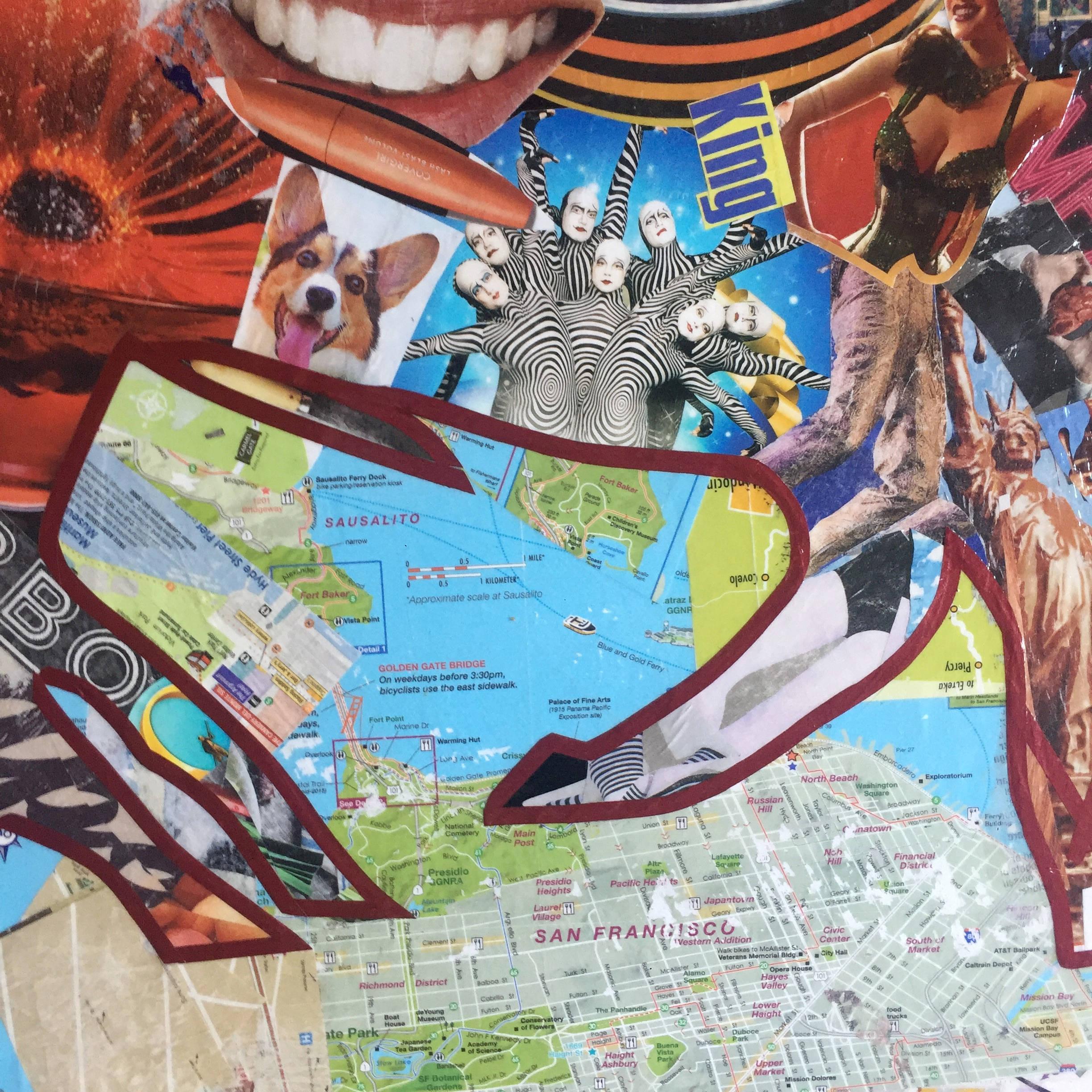 **LIMITED TIME SUPER SALE - TAKE ADVANTAGE OF IT**

World Tour collage by Mauro Oliveira, signed: Magazine pages and maps collage on wood canvas covered with glossy varnish.

Calling all fellow taurus out there to appreciate this one of kind Bull