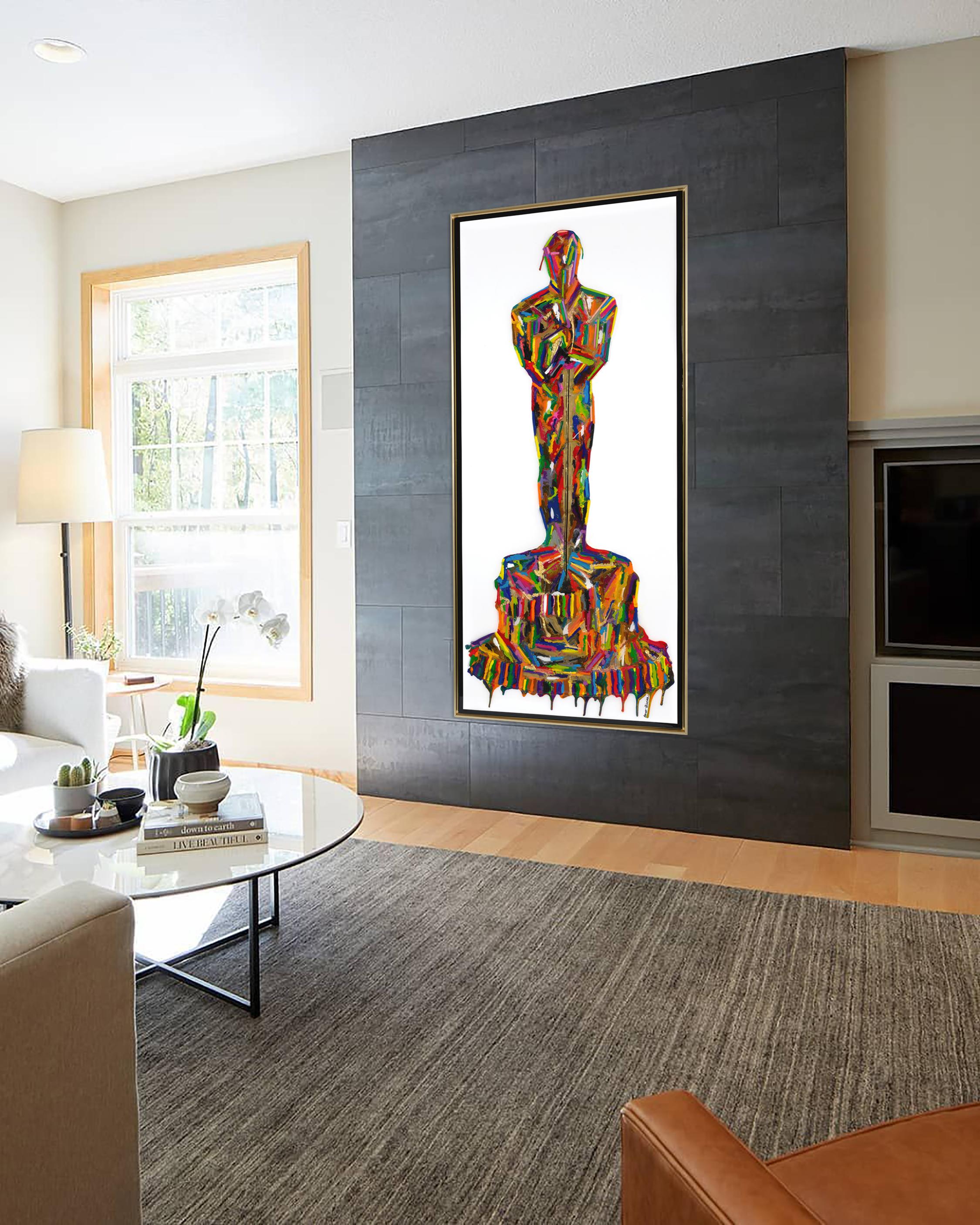 Melted Oscar II (Original Framed Mixed Media Artwork) - Abstract Painting by Mauro Oliveira