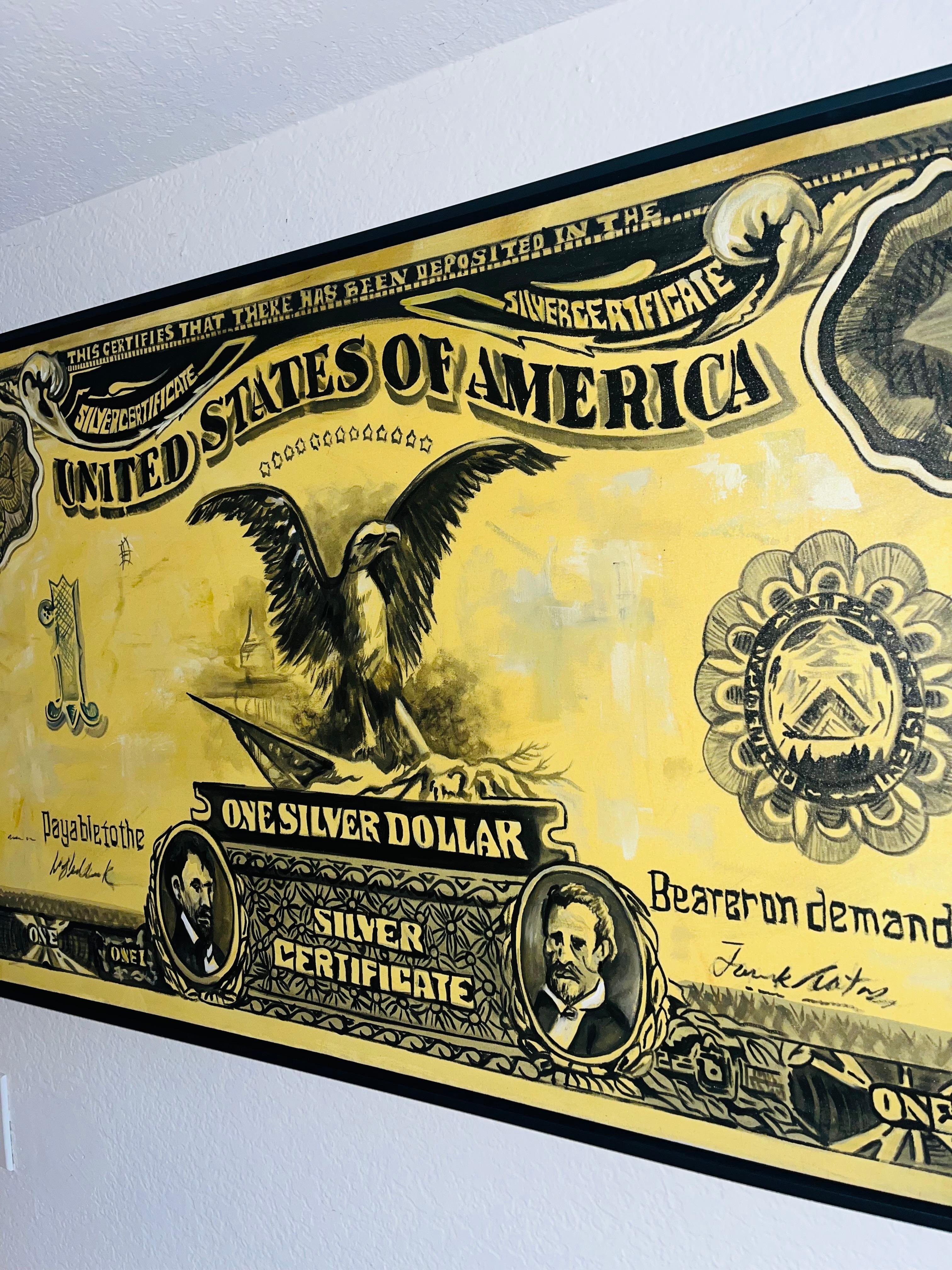               **ANNUAL SUPER SALE UNTIL MAY 15TH ONLY**
**This Price Won't Be Repeated Again This Year - Take Advantage**

'Money Talks' is the new series of artist Mauro Oliveira.

Highly labored one of a kind pieces, celebrating the dollar