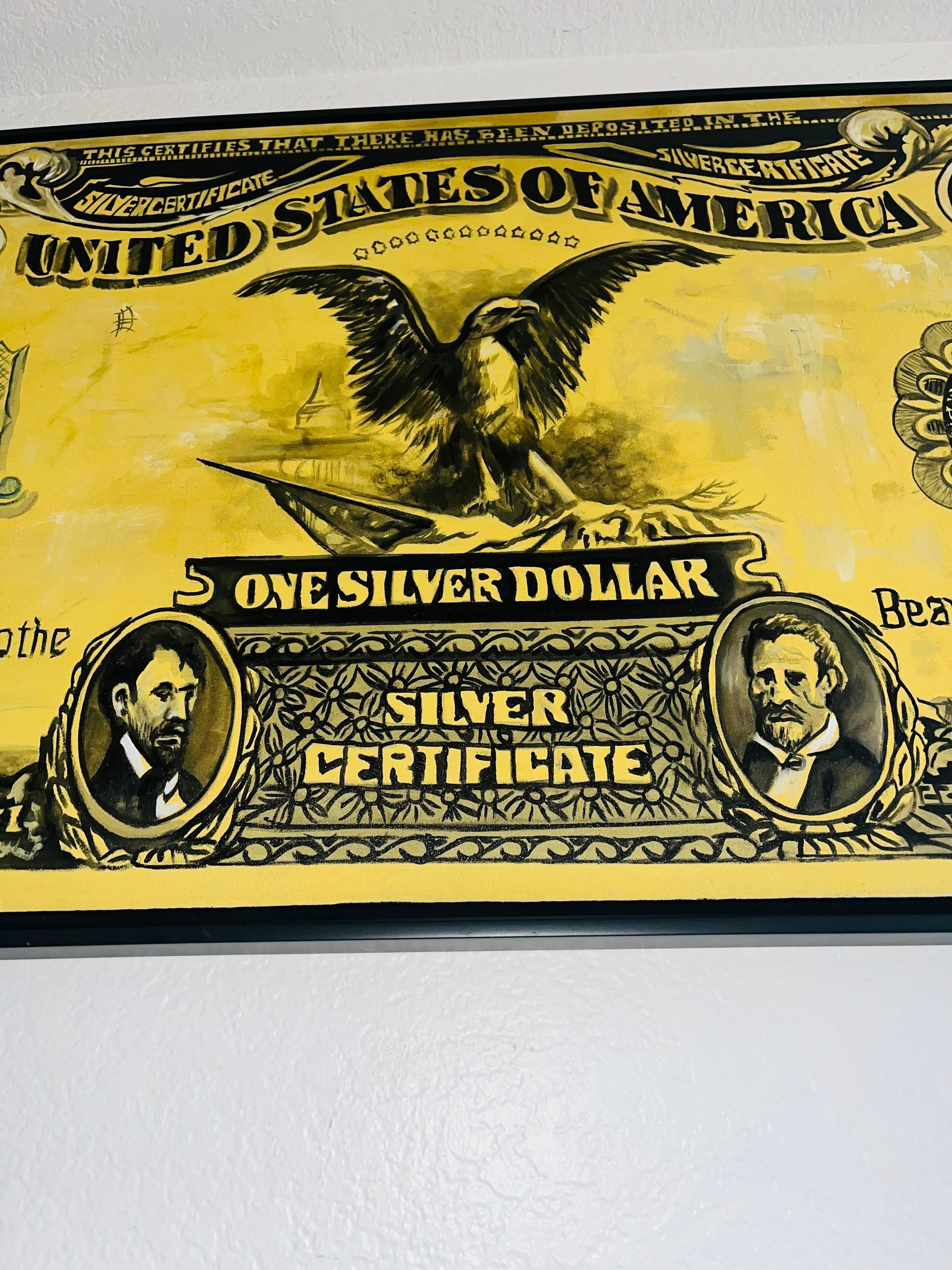               **ANNUAL SUPER SALE UNTIL JUNE 15TH ONLY**
**This Price Won't Be Repeated Again This Year - Take Advantage**

'Money Talks' is the new series of artist Mauro Oliveira.

Highly labored one of a kind pieces, celebrating the dollar