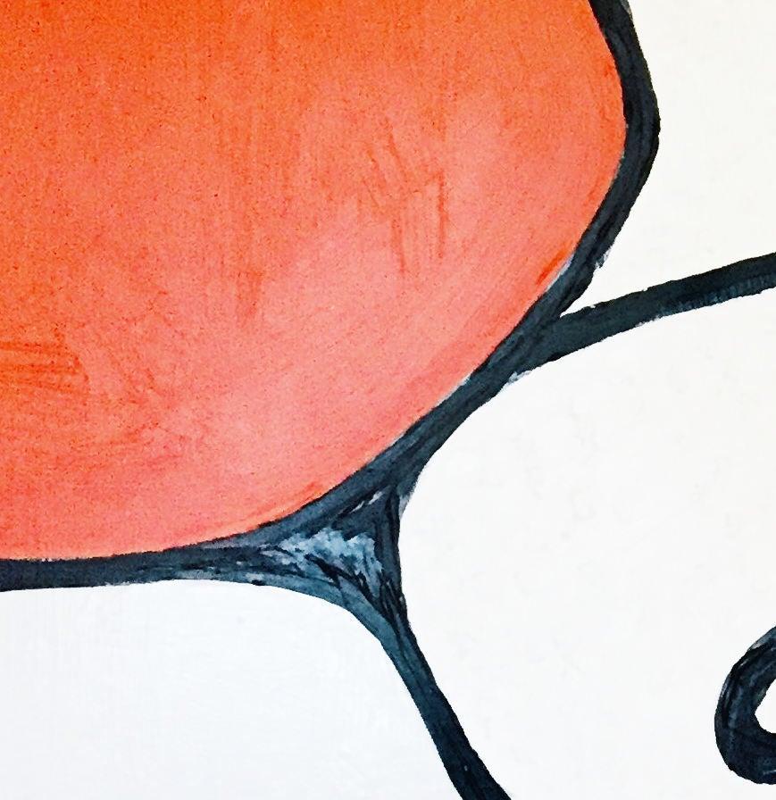 L'œuvre d'art originale de Speedy Snoopy sur panneau de bois - Orange Abstract Painting par Mauro Oliveira