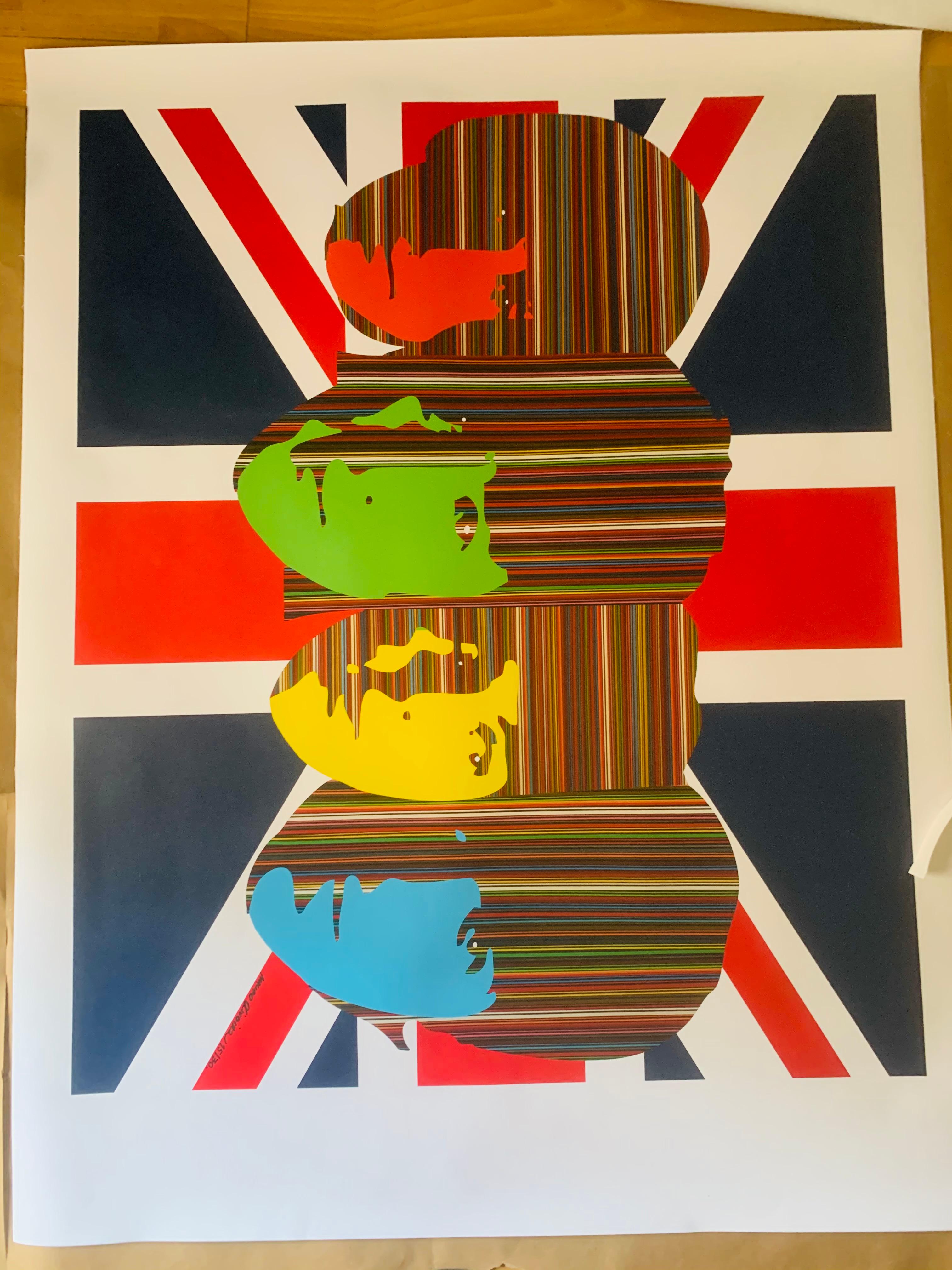 Alles, was wir brauchen, ist Liebe – britische Flaggenversion (imitierte Auflage von nur 30 Drucken) (Pop-Art), Print, von Mauro Oliveira