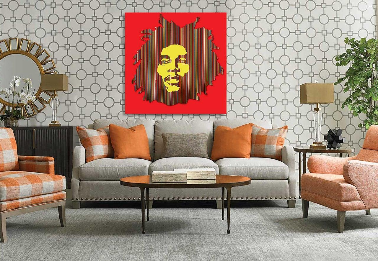 Bob Marley: This Is Love I (Limited Edition Print) - Red Portrait Print by Mauro Oliveira