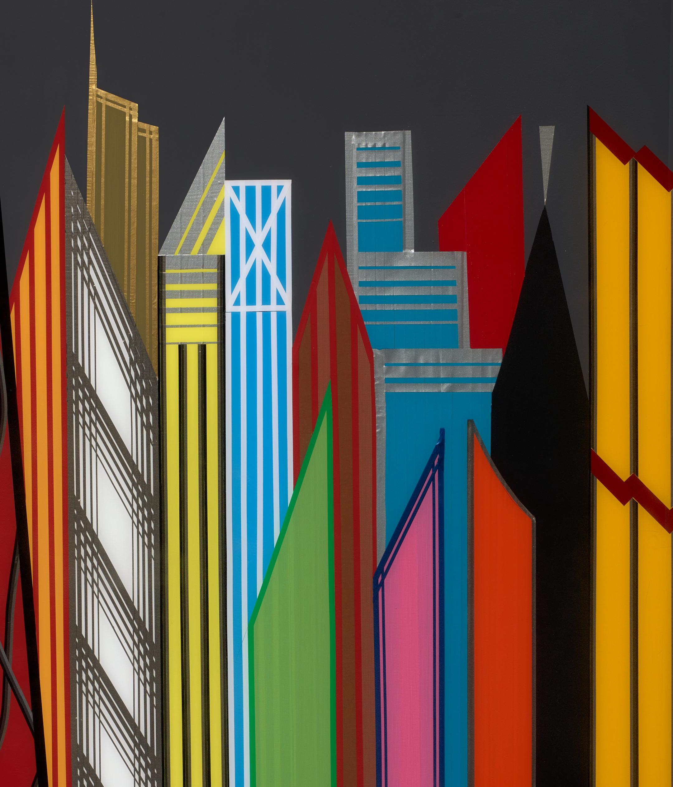 Bunte Futuristica City (imitierte Auflage von nur 30 Exemplaren) (Geometrische Abstraktion), Print, von Mauro Oliveira