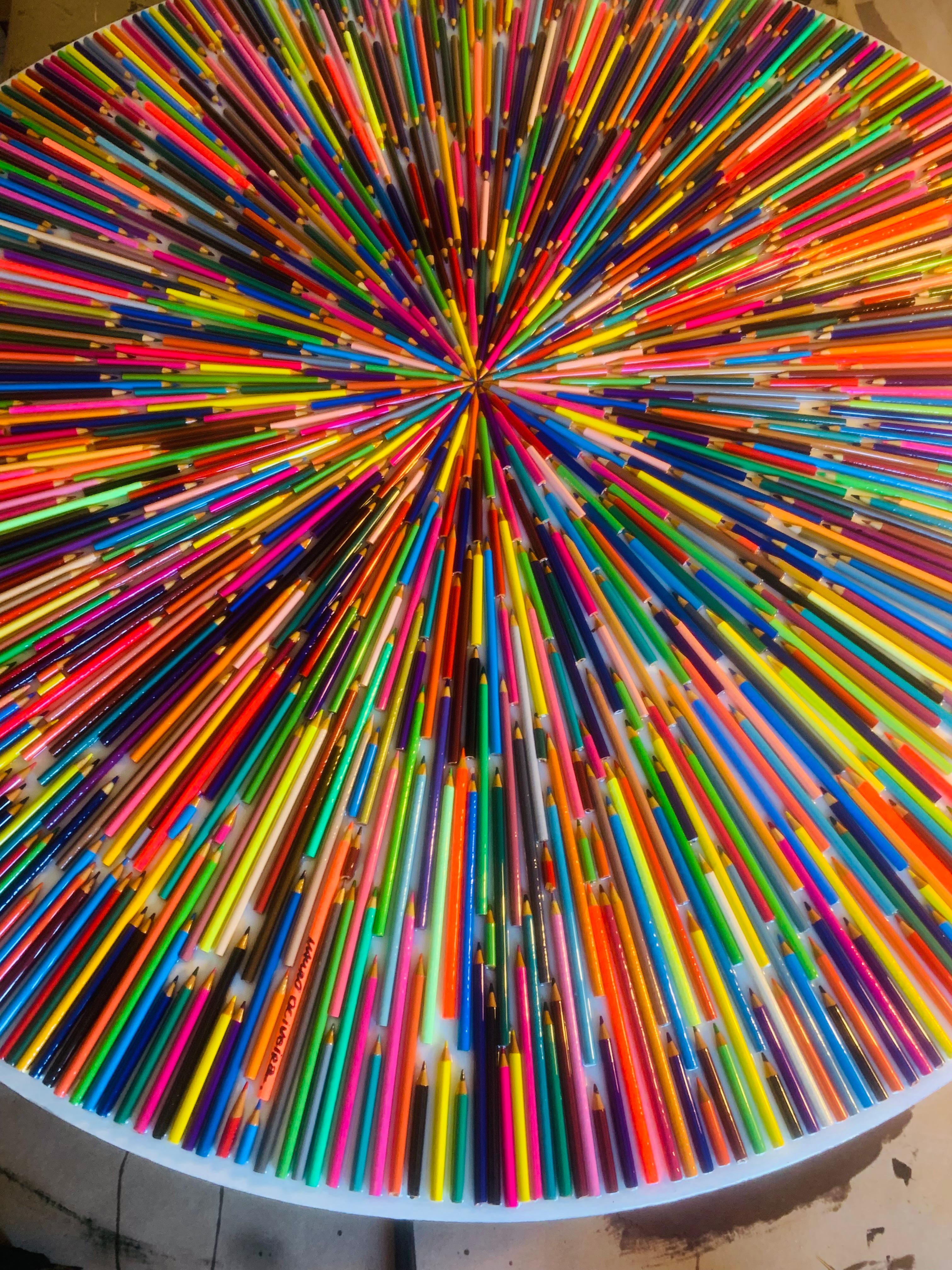 Arco iris de colores Epicentro II-Fondo blanco (Edición limitada impresa en lienzo) en venta 7