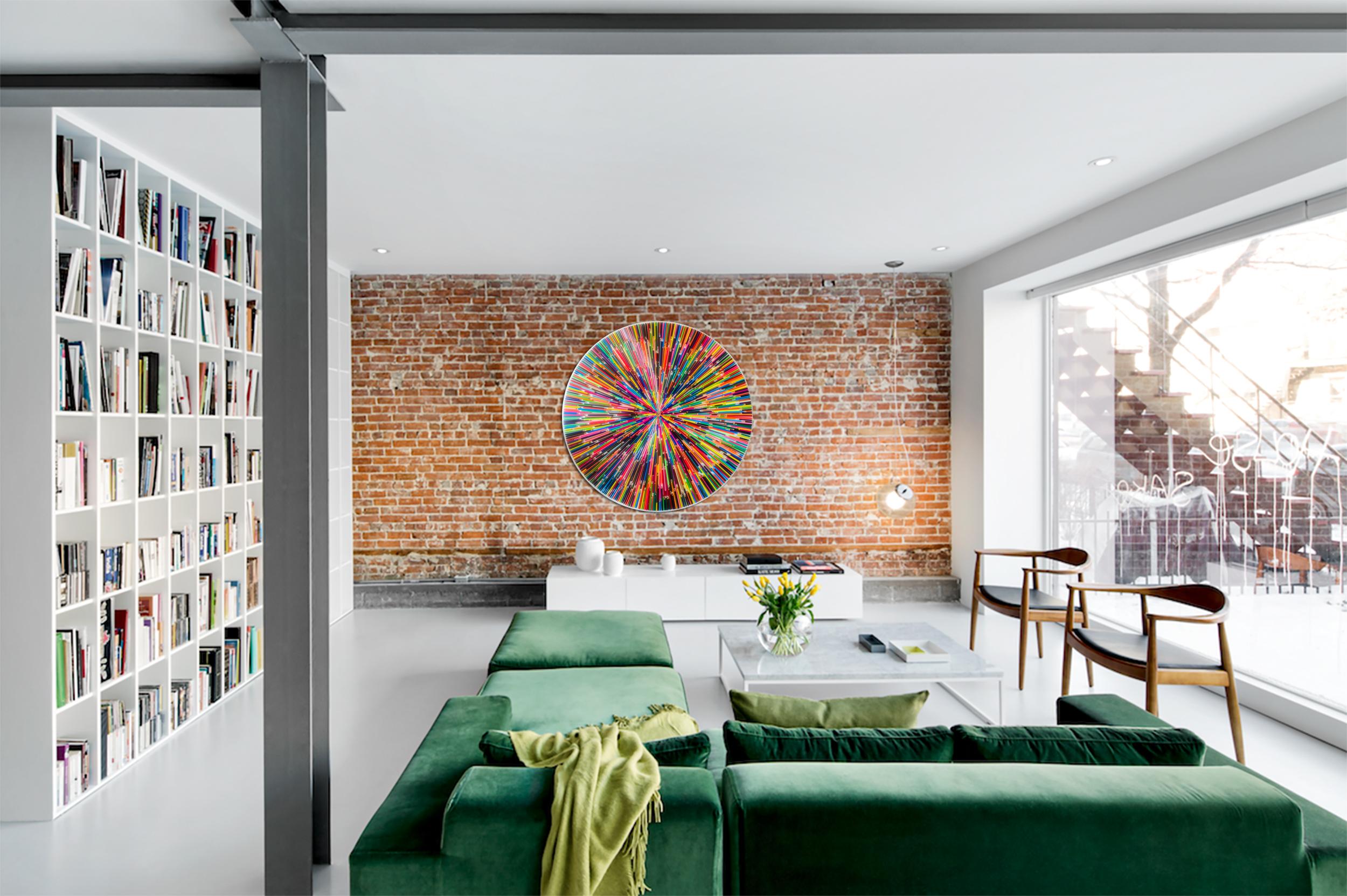 Arco iris de colores Epicentro II-Fondo blanco (Edición limitada impresa en lienzo) - Print Abstracto de Mauro Oliveira