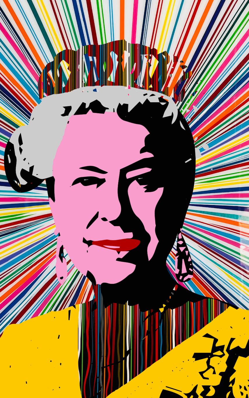 QUEEN OF QUEENS: A TRIBUTE TO ELIZABETH II (Limited Edition Of Only 30 Prints) - Beige Abstract Print by Mauro Oliveira