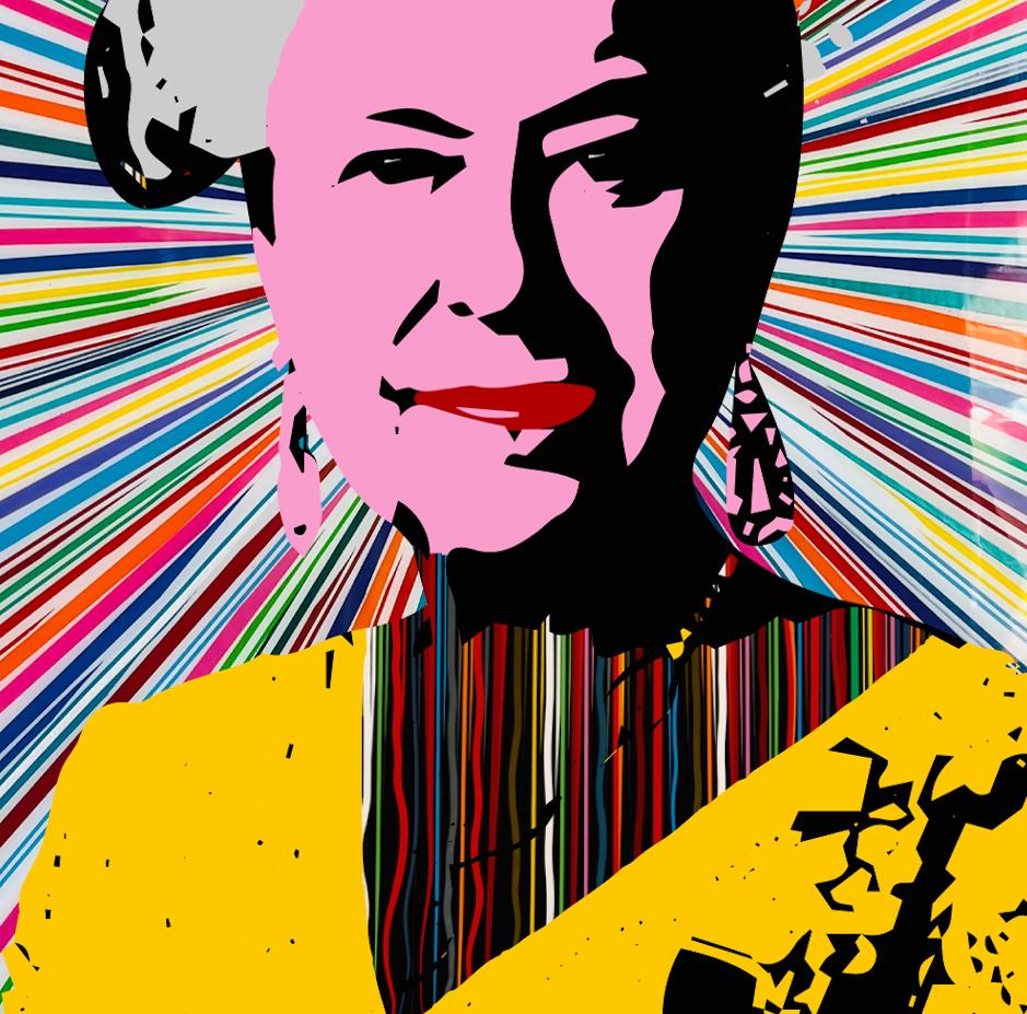               **ANNUAL SUPER SALE UNTIL MAY 15TH ONLY**
*This Price Won't Be Repeated Again This Year - Take Advantage Of It*

Celebrating the beloved QUEEN ELIZABETH II in a pop art that only Oliveira can make and think of.

The colorful pinstripes