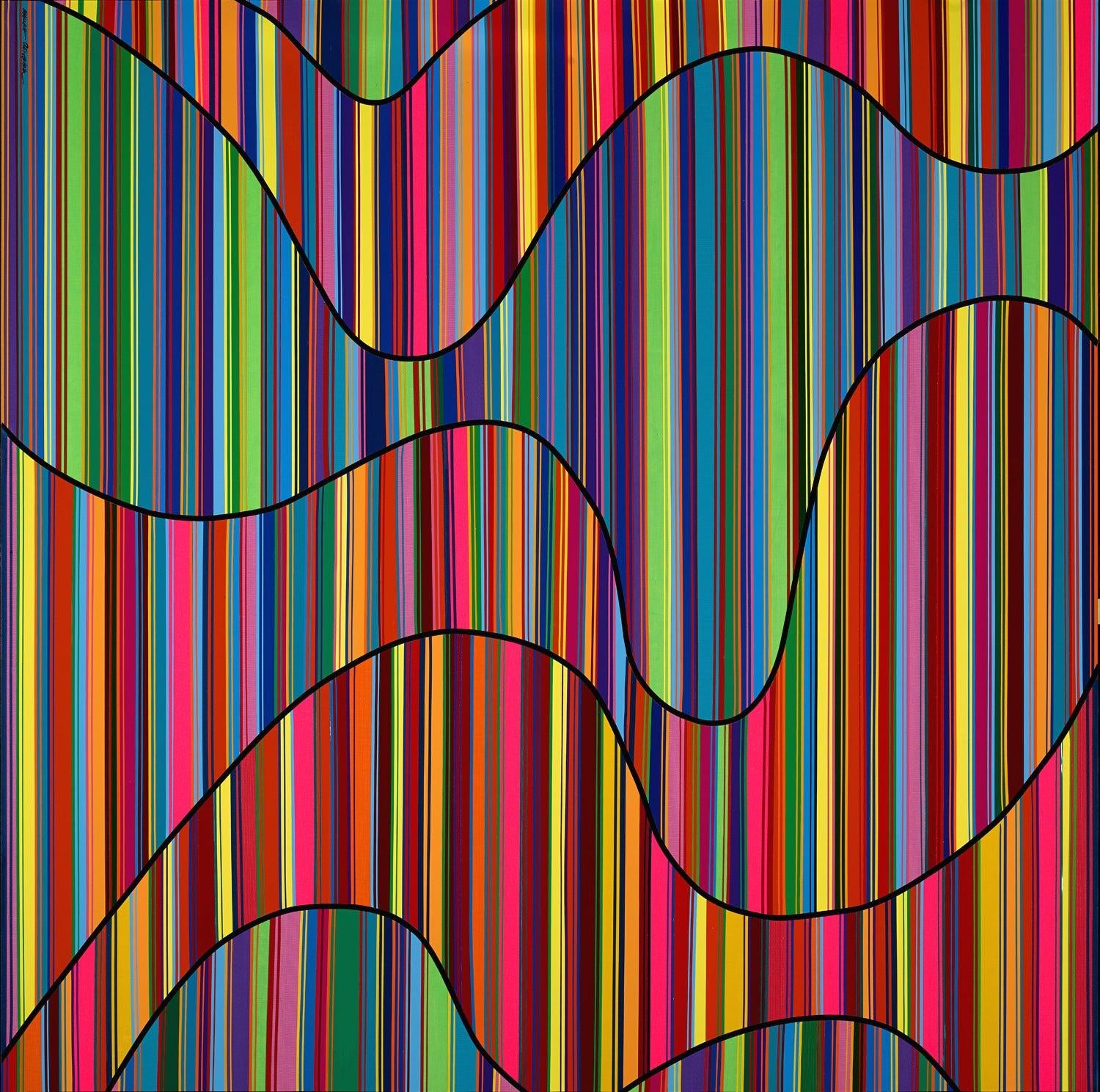 Abstract Print Mauro Oliveira - Waves arc-en-ciel II (impression en édition limitée)