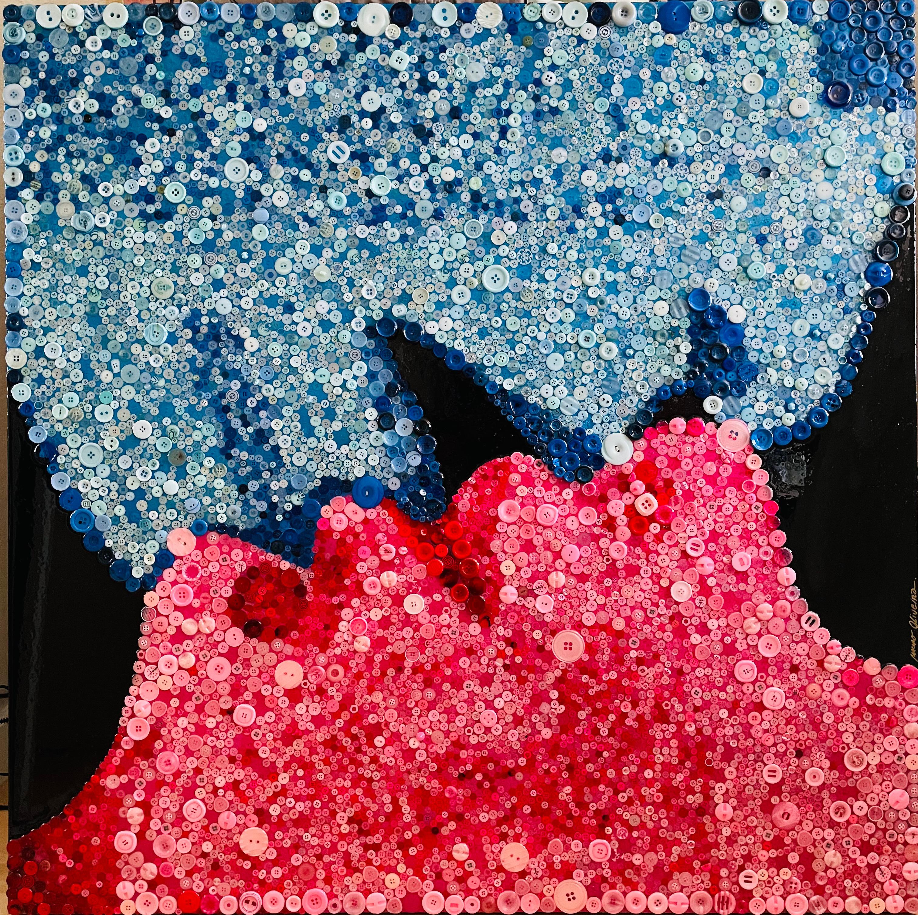 STITCHED TOGETHER LOVE (Edición Limitada De Sólo 30 Impresiones Sobre Lienzo 40X40) - Figurative Print Púrpura de Mauro Oliveira