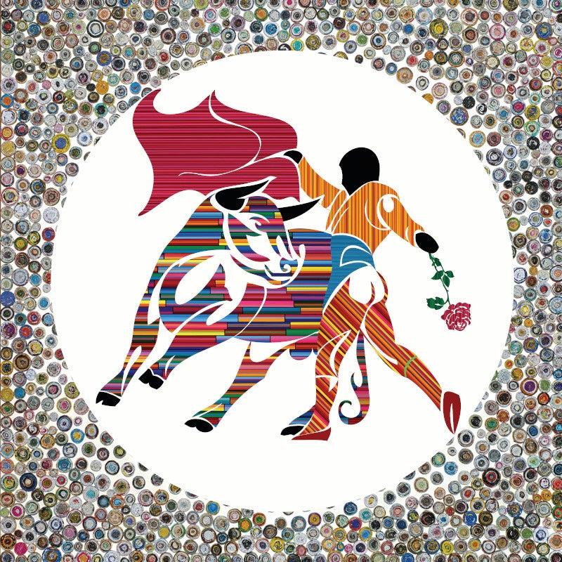 Celebrating Spain in this original unique series by Mauro Oliveira. The colors represent the friendship between the matador and the bull.

Limited edition of 30 museum quality Giclee prints on PAPER, signed and numbered by the artist. Print lead