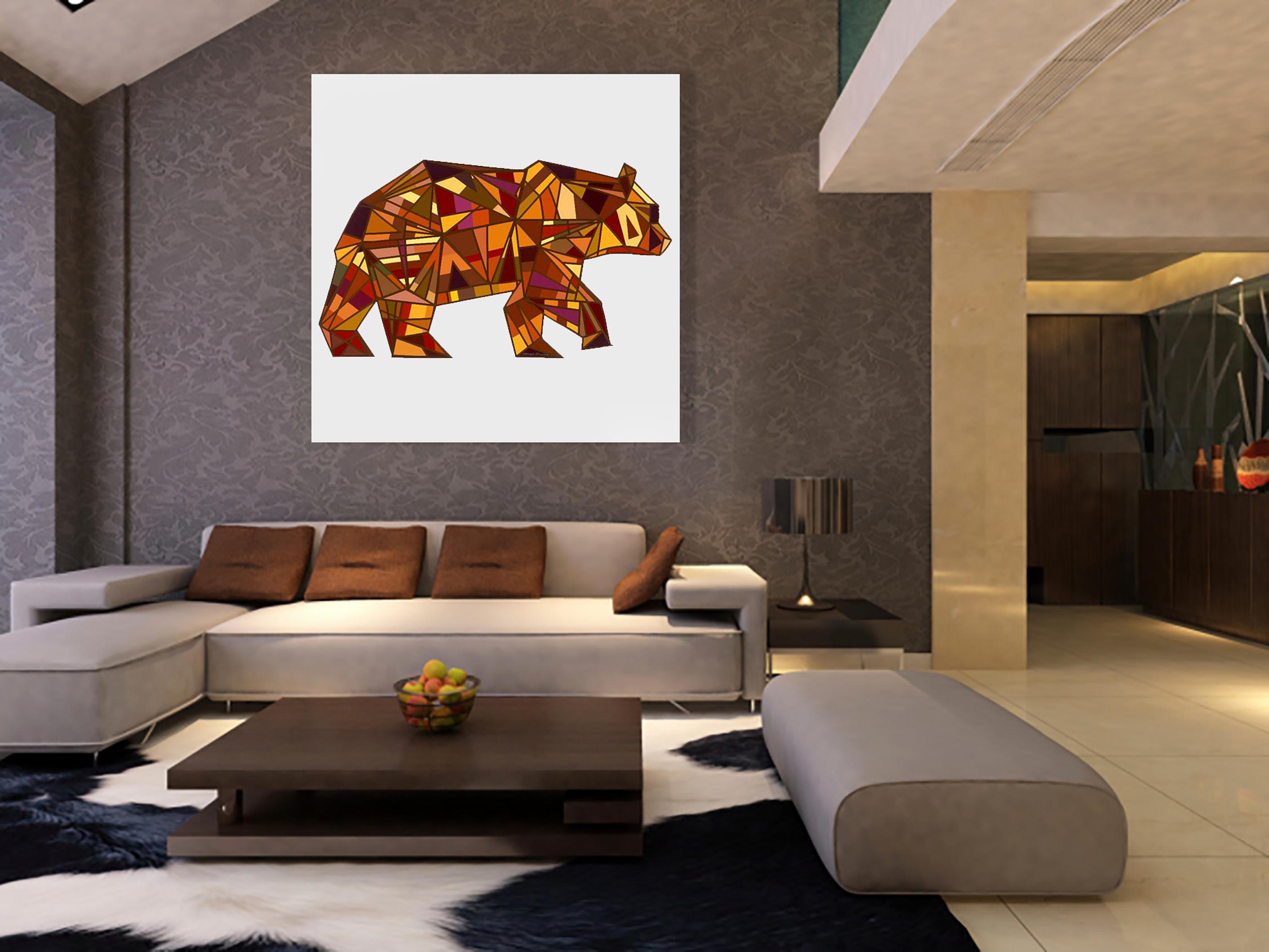 The Lucky Bear (Limited Edition Print) - Brown Animal Print by Mauro Oliveira