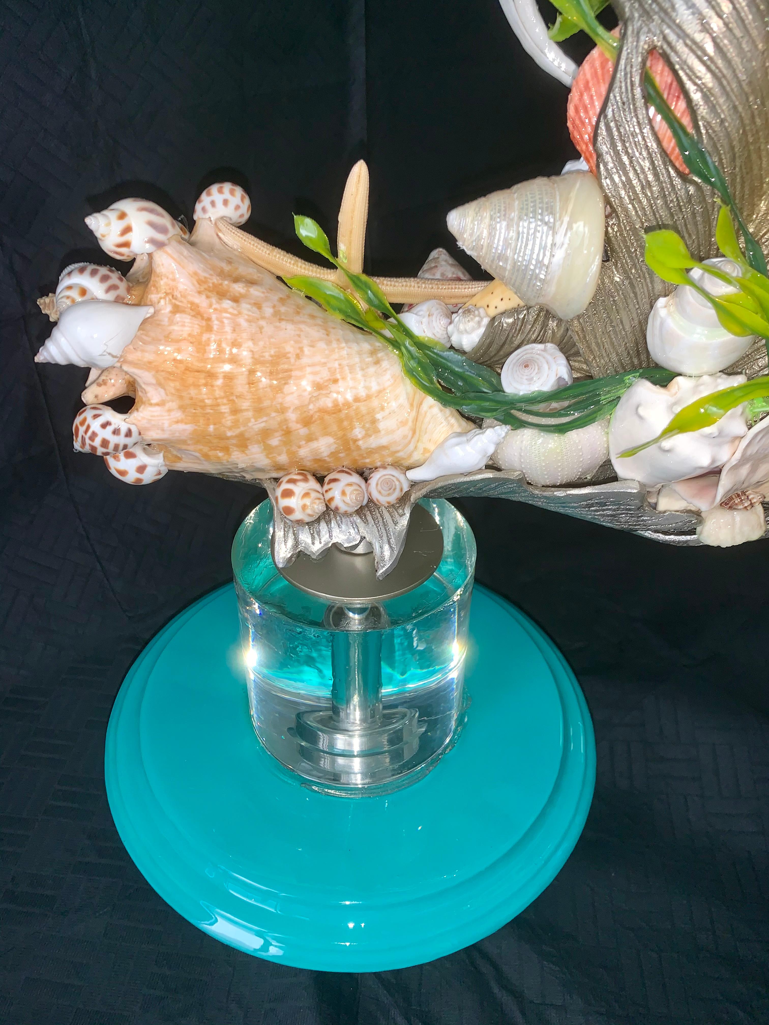 CORAL GABLES (ONE OF A KIND MIXED MEDIA BRONZE SCULPTURE W/ REAL SEASHELLS) For Sale 3