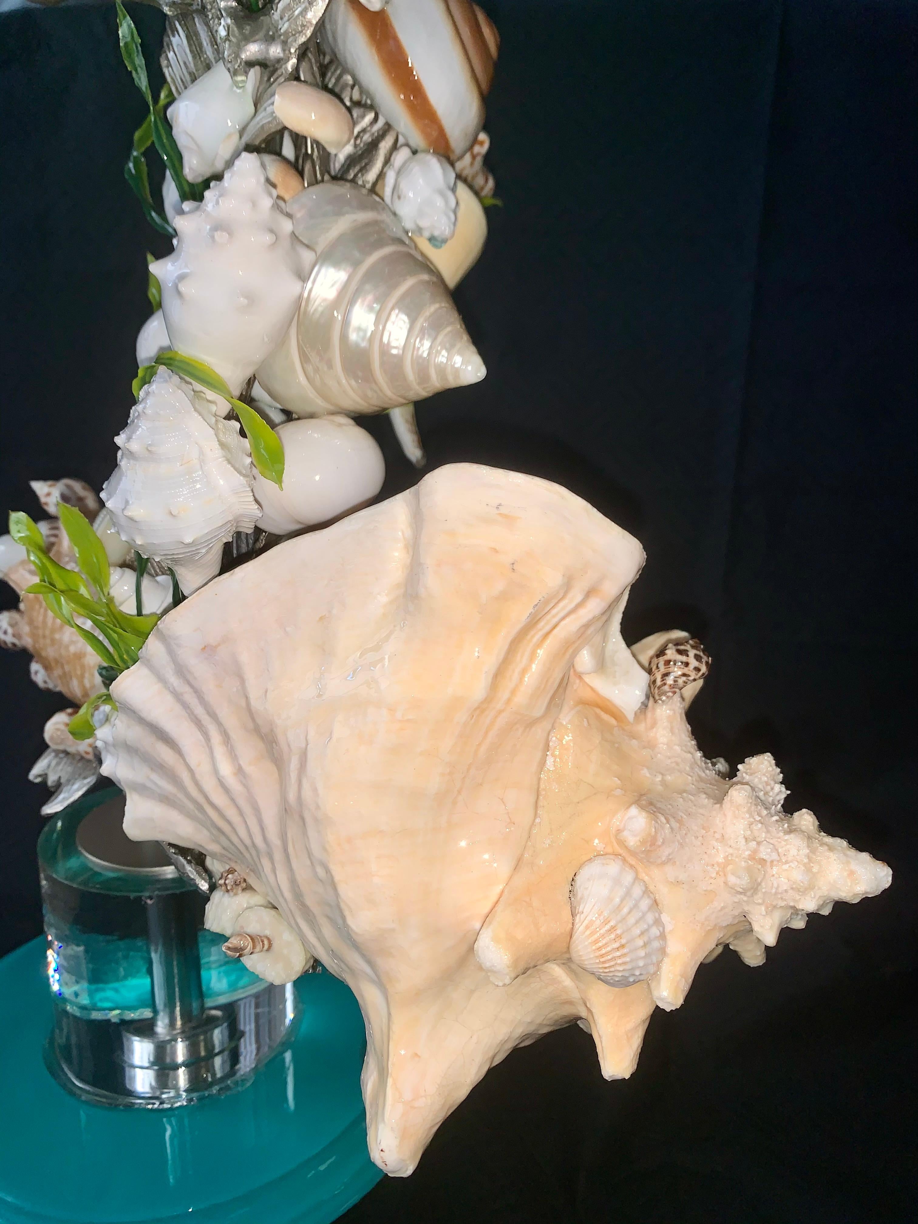 CORAL GABLES (ONE OF A KIND MIXED MEDIA BRONZE SCULPTURE W/ REAL SEASHELLS) For Sale 4