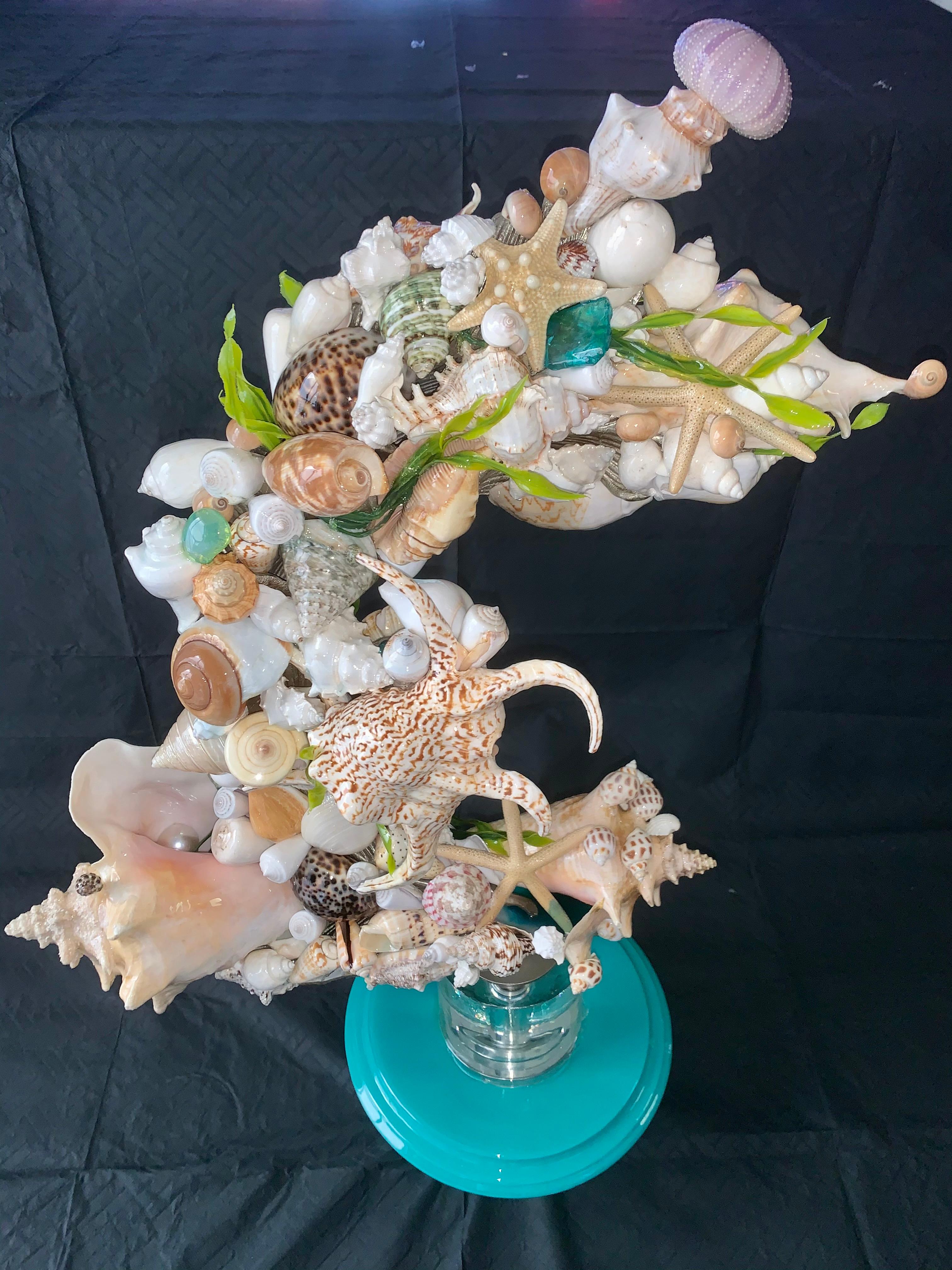 CORAL GABLES (ONE OF A KIND MIXED MEDIA BRONZE SCULPTURE W/ REAL SEASHELLS) For Sale 5