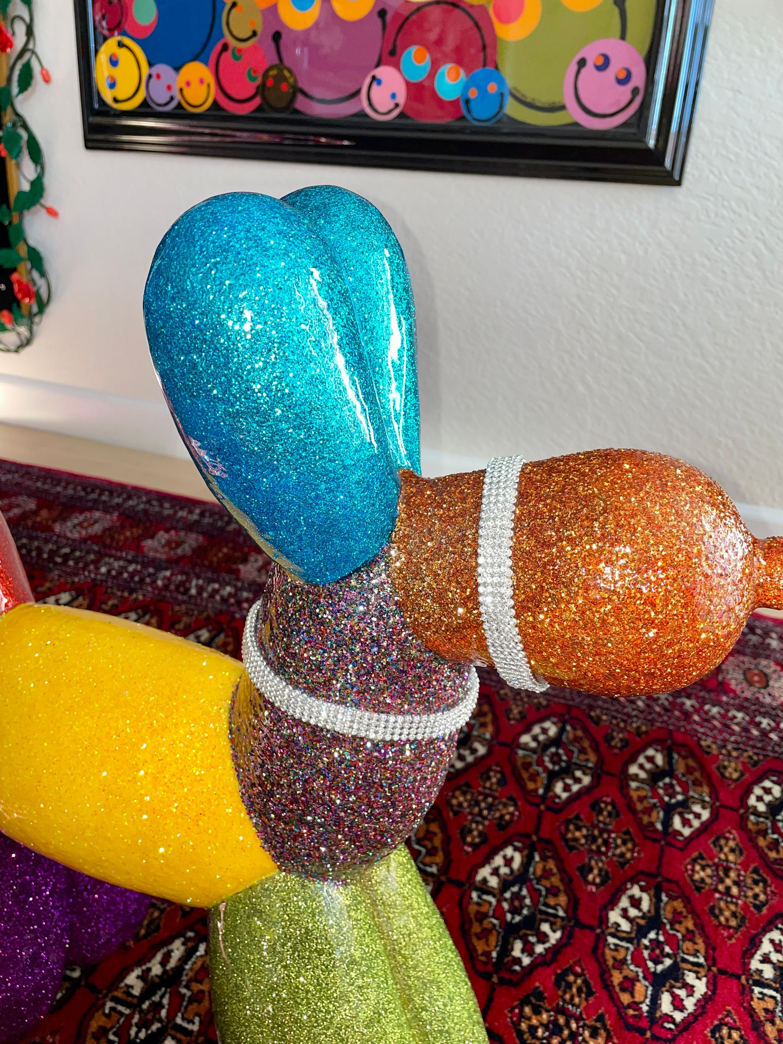 GLITTER BALOON DOG I (Original and One Of A Kind Mixed Media Statue) 6