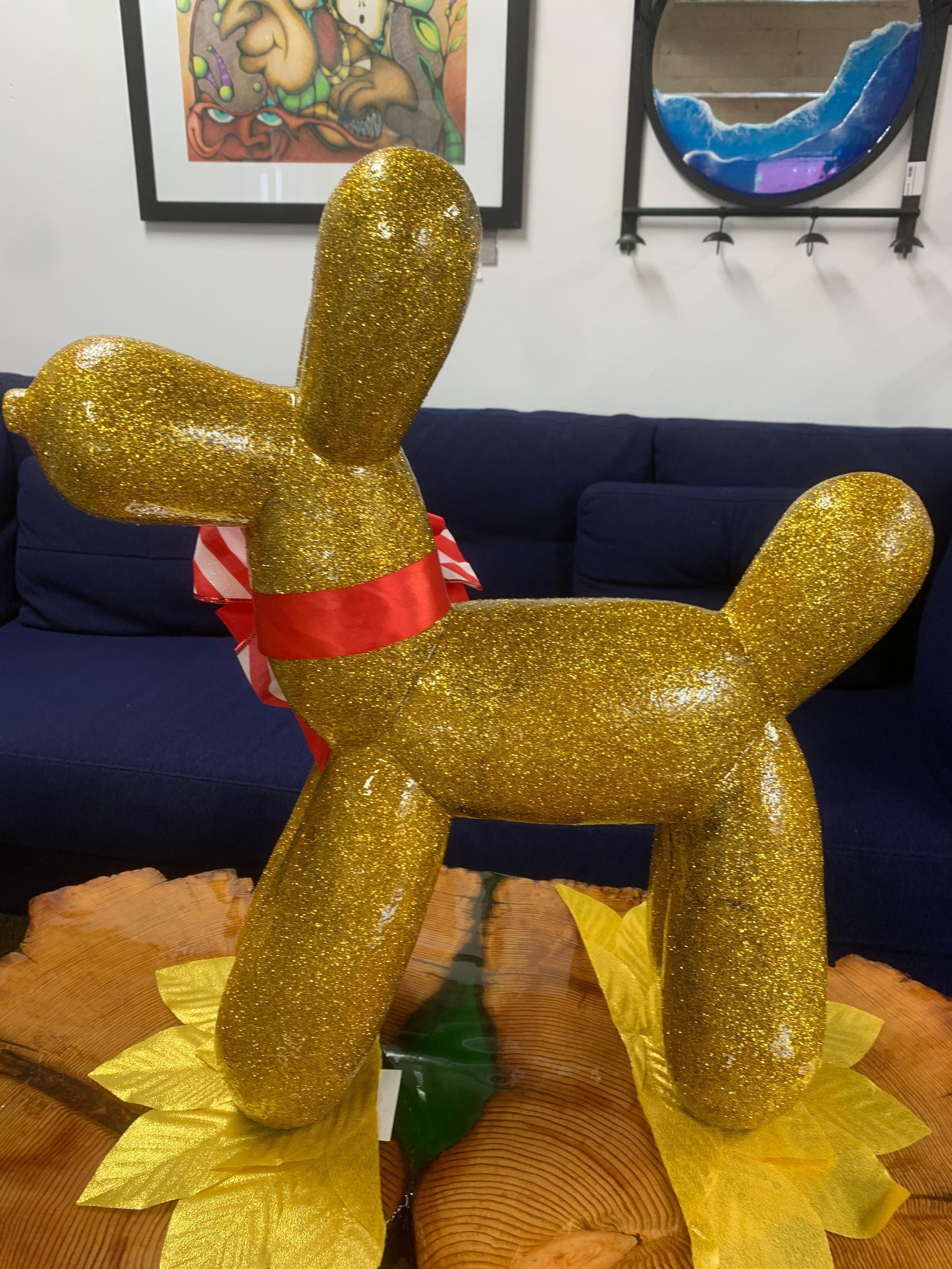 GLITTER BALOON DOG III (Original Mixed Media Sculpture - GOLD) 1