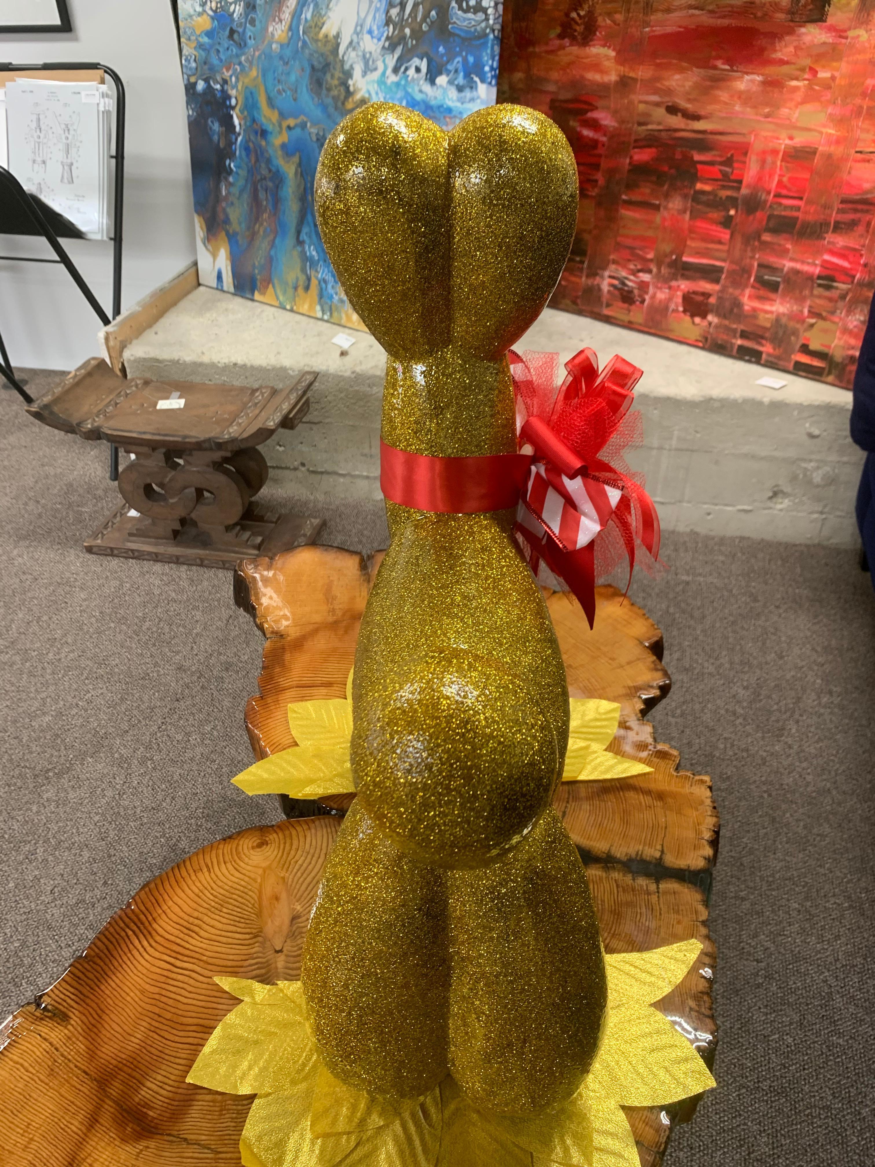 GLITTER BALOON DOG III (Original Mixed Media Sculpture - GOLD) 2