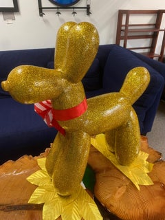 GLITTER BALOON DOG III (Original Mixed Media Sculpture - GOLD)