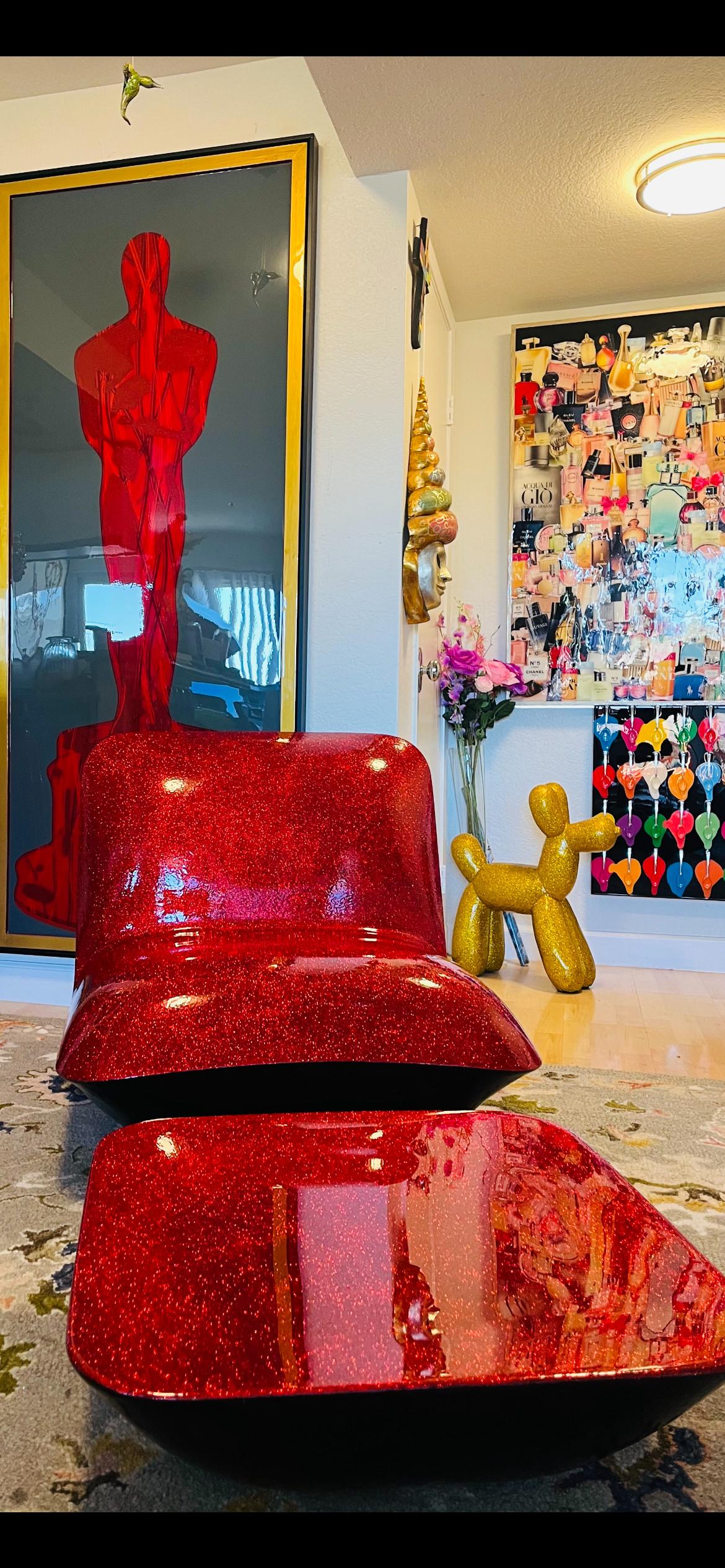 HARD CANDY GLITTER CHAIR WITH OTTOMAN I (One Of a Kind Functional Art) 4