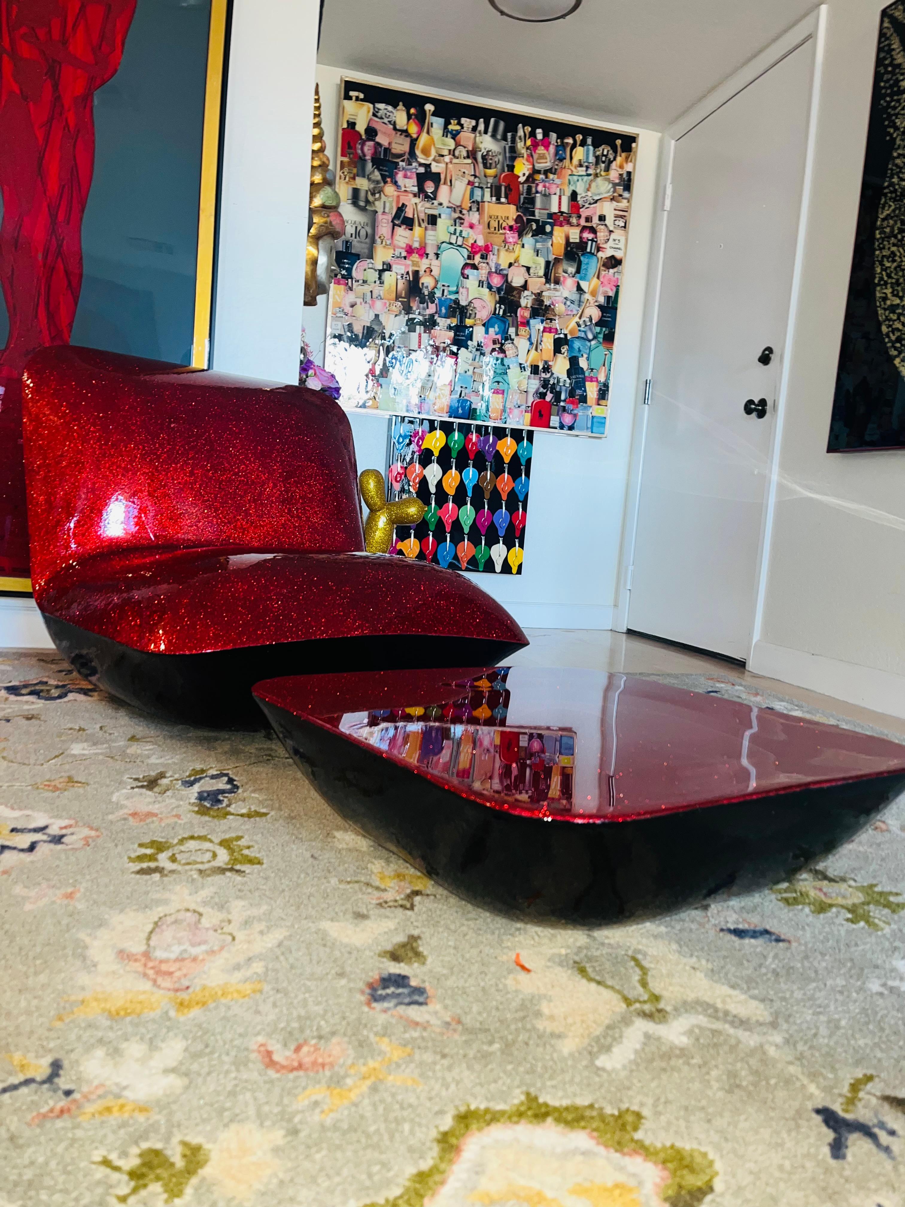 HARD CANDY GLITTER CHAIR WITH OTTOMAN I (One Of a Kind Functional Art) - Modern Sculpture by Mauro Oliveira