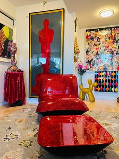 HARD CANDY GLITTER CHAIR WITH OTTOMAN I (One Of a Kind Functional Art)