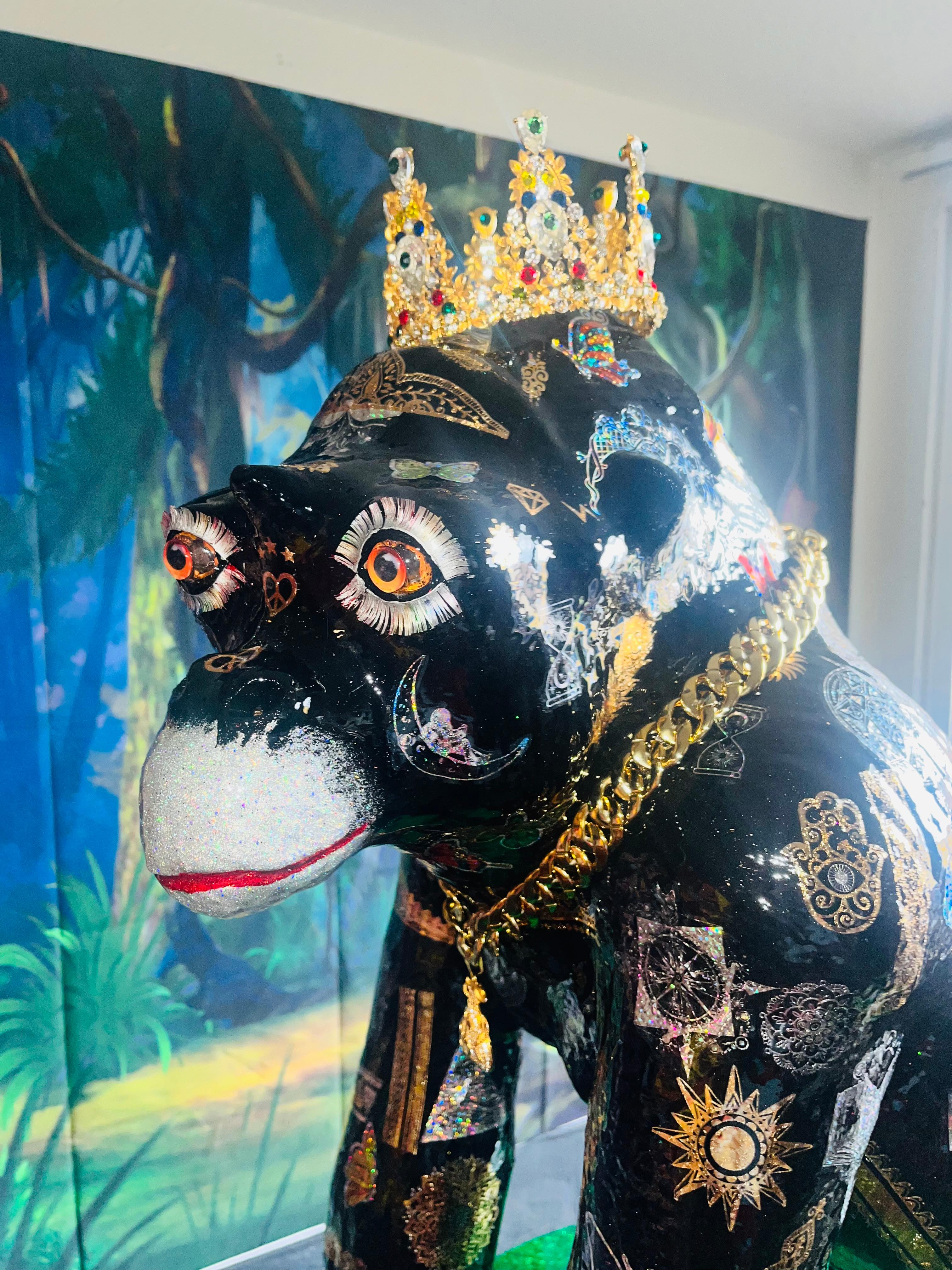 King Groovy Gorgeous Of Congo (Einzigartige Gorilla-Skulptur-Meisterwerk von König Groovy) im Angebot 11