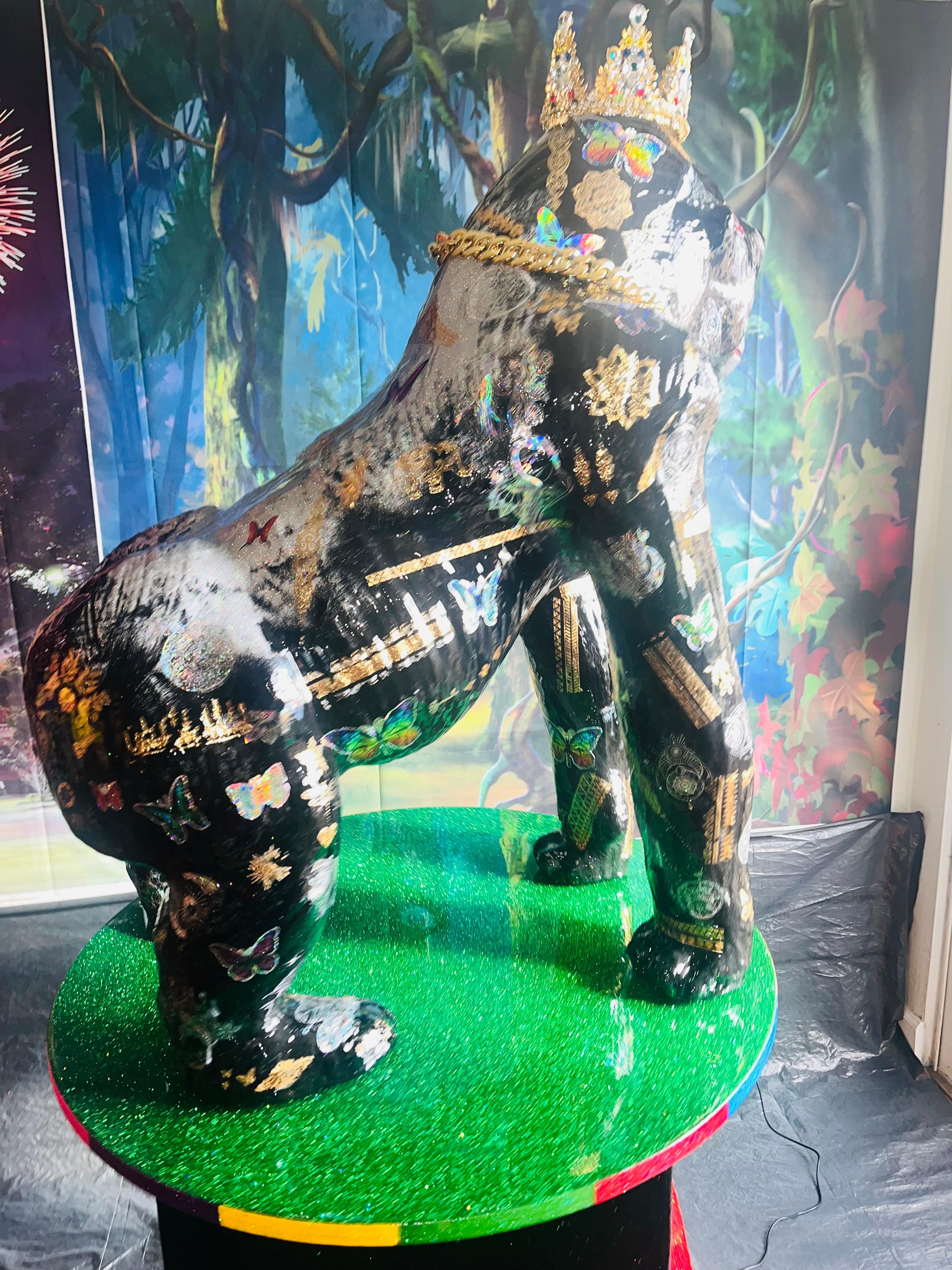 King Groovy Gorgeous Of Congo (Einzigartige Gorilla-Skulptur-Meisterwerk von König Groovy) im Angebot 2