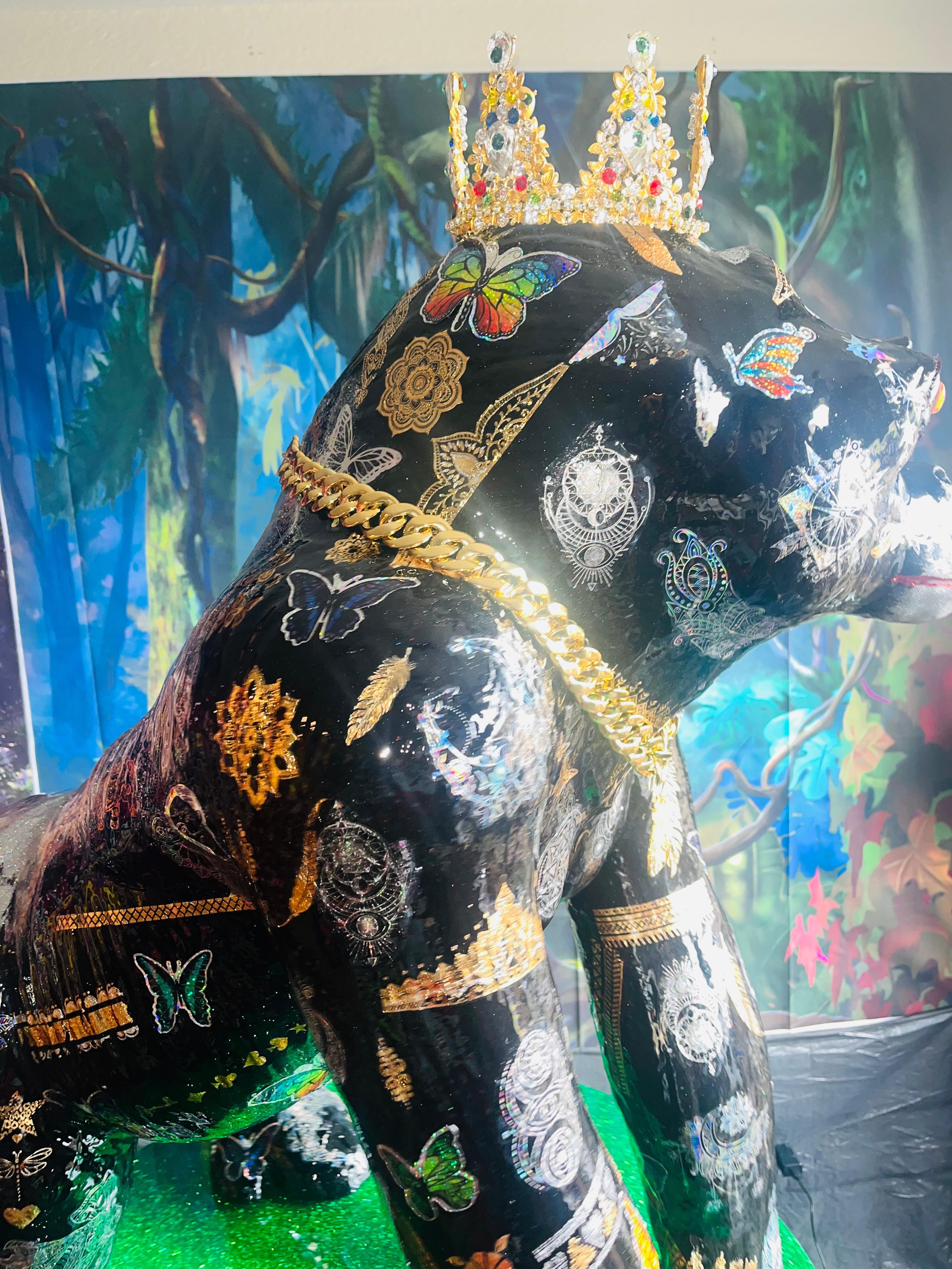 King Groovy Gorgeous Of Congo (Einzigartige Gorilla-Skulptur-Meisterwerk von König Groovy) im Angebot 3