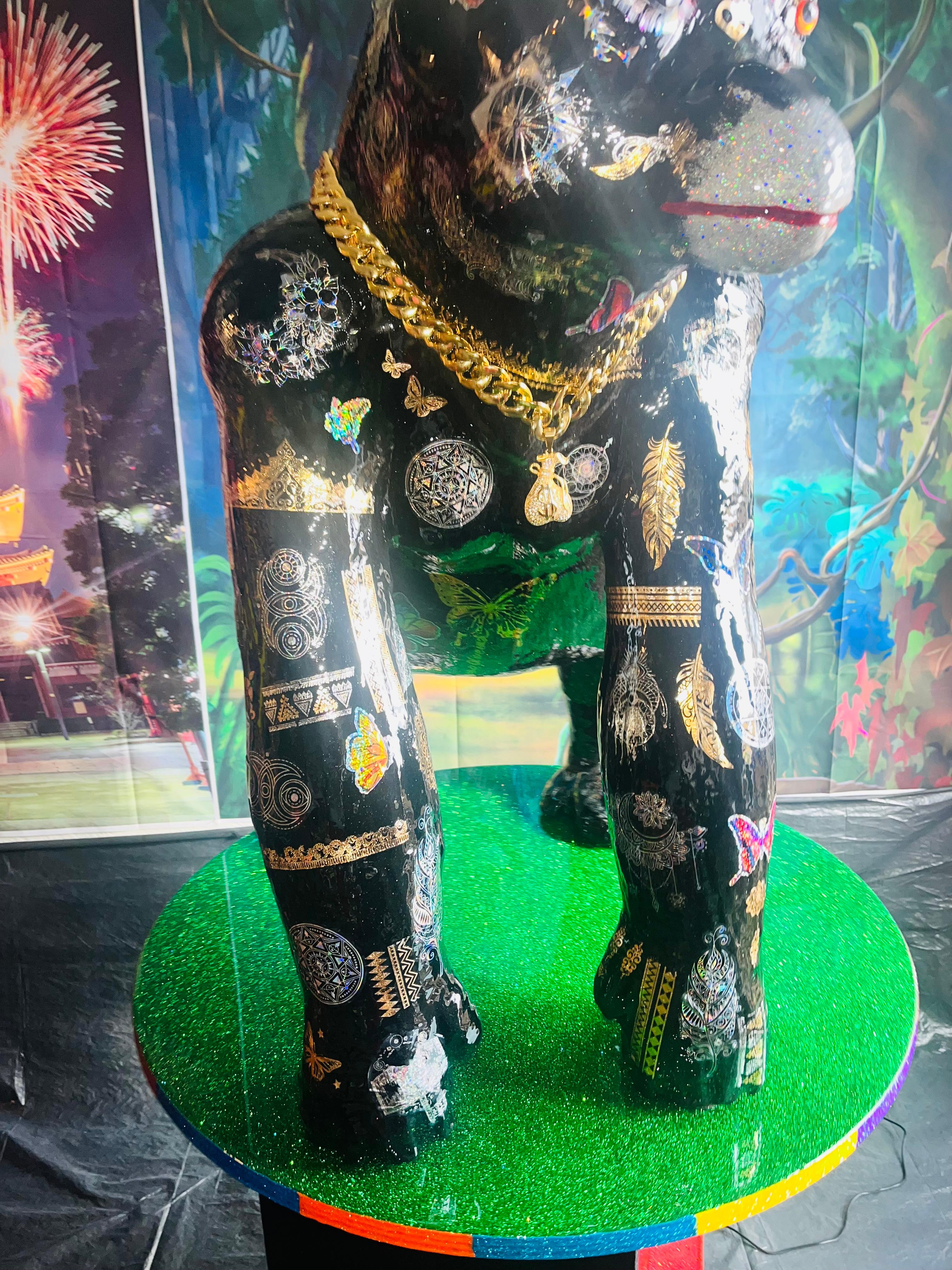 King Groovy Gorgeous Of Congo (Einzigartige Gorilla-Skulptur-Meisterwerk von König Groovy) im Angebot 4