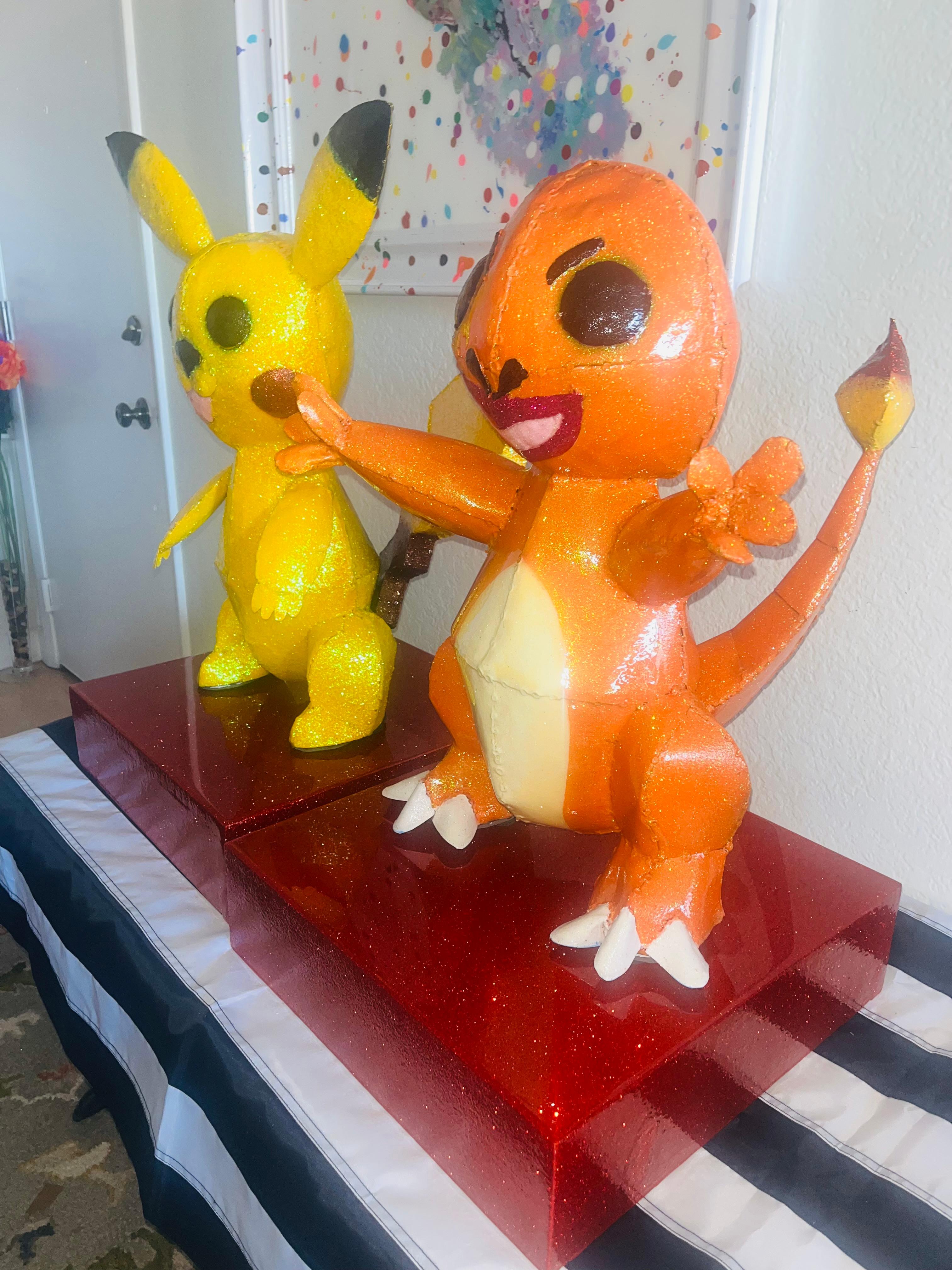 Pikachu & Charmander - 2 Of A kind Metal Pokemon Sculptures For Sale 5