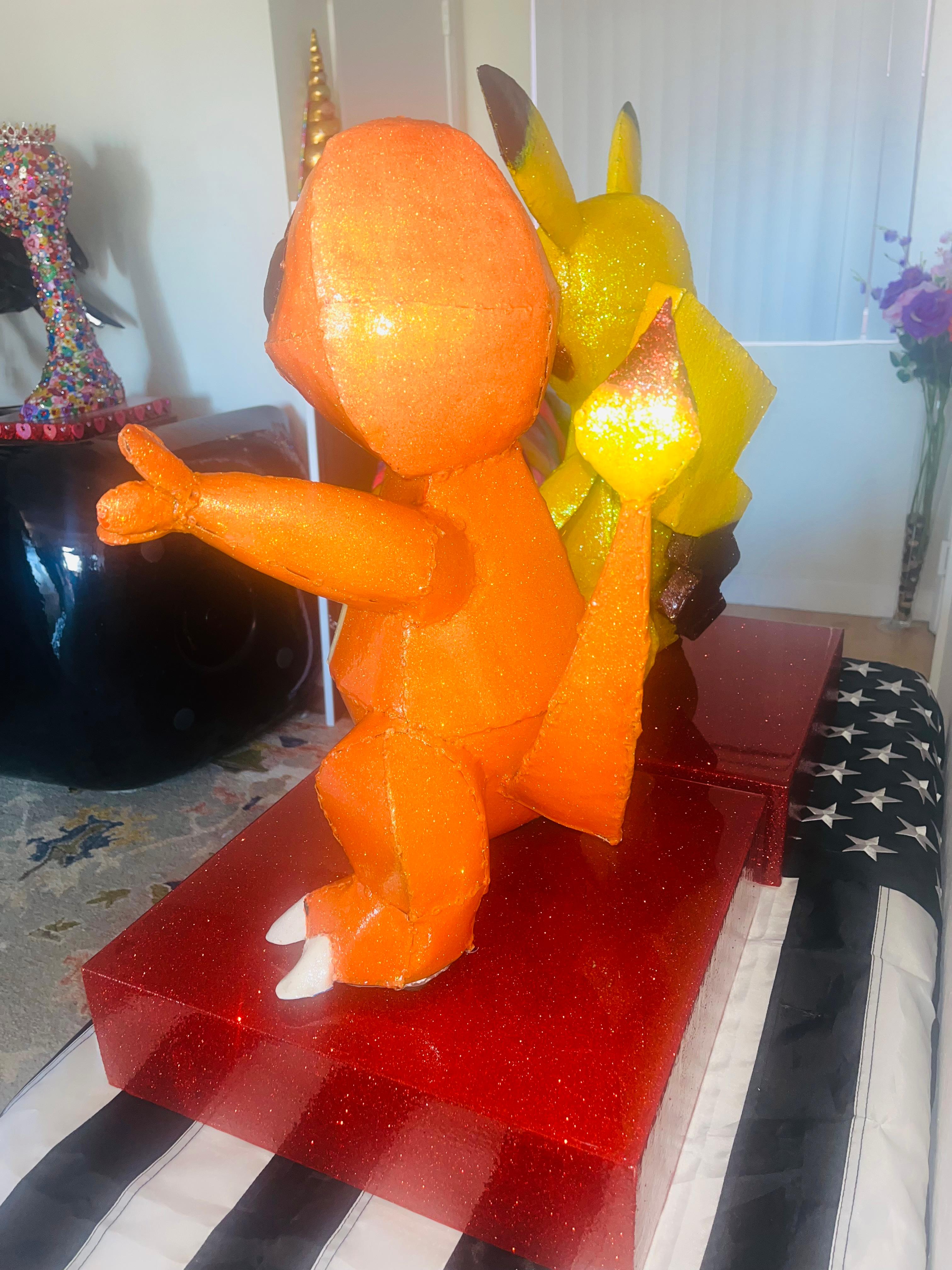 Pikachu & Charmander - 2 Of A kind Metal Pokemon Sculptures en venta 6
