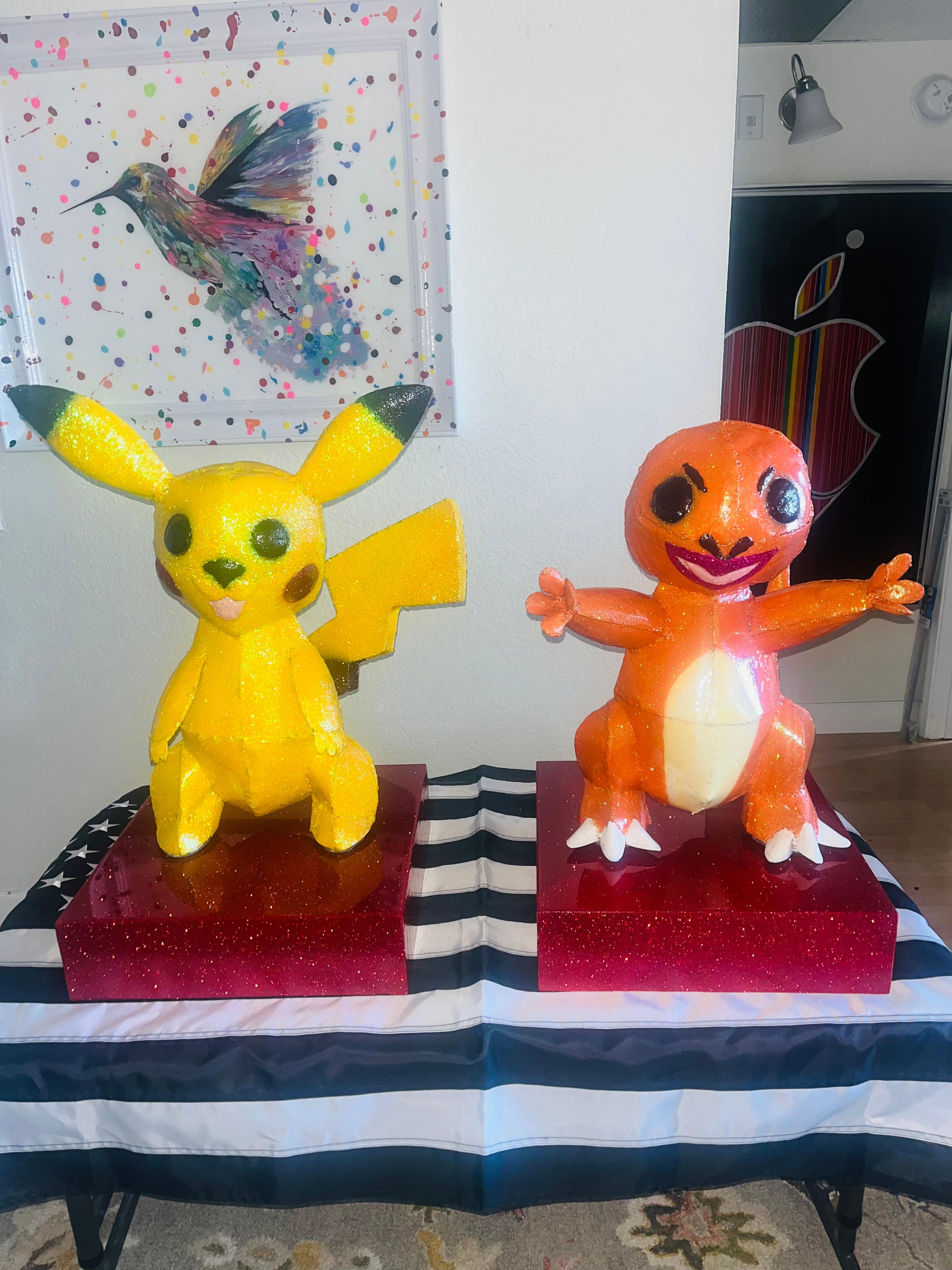 Pikachu & Charmander - 2 Of A kind Metal Pokemon Sculptures For Sale 2